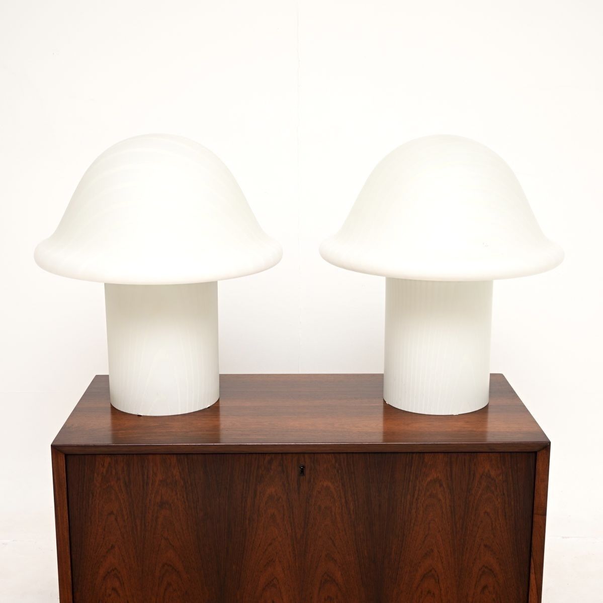 Pair Of Large Vintage Murano Glass Mushroom Lamps photo for sale
