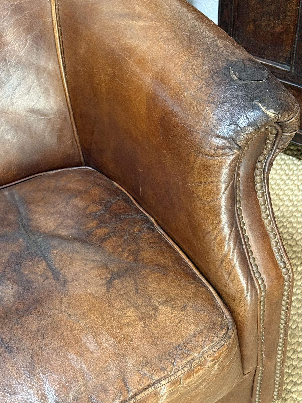Pair Of Leather Tub Armchairs Gentlemen’s Club Chairs photo for sale