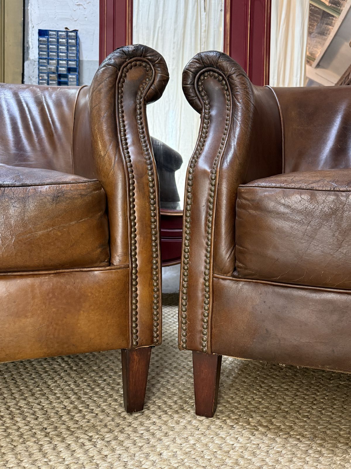 Pair Of Leather Tub Armchairs Gentlemen’s Club Chairs photo 1150.0