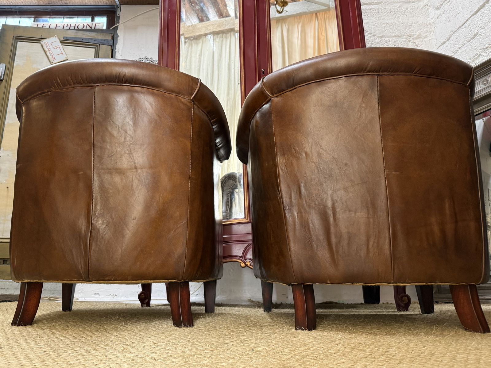Pair Of Leather Tub Armchairs Gentlemen’s Club Chairs photo buy
