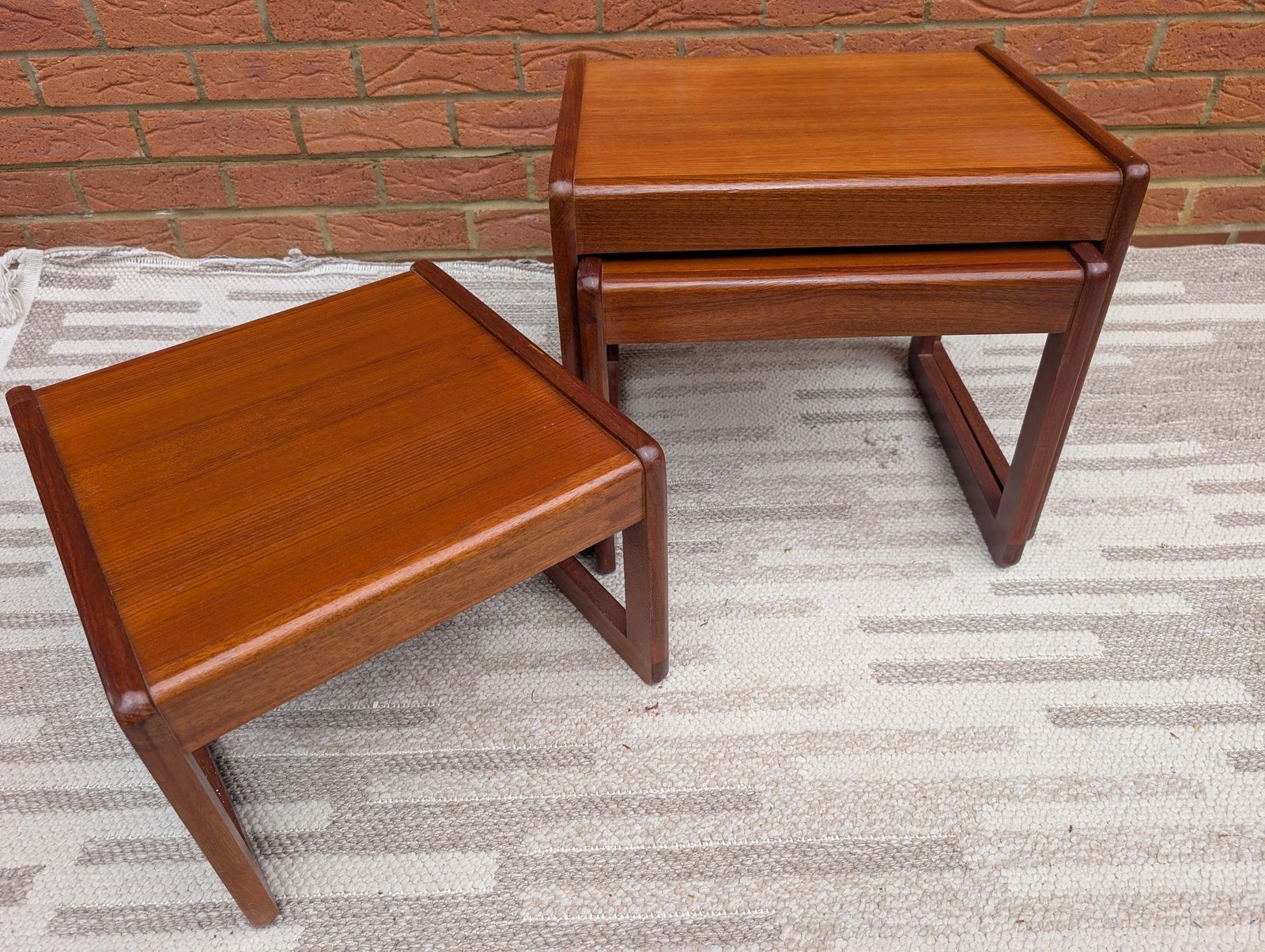 Mid Century Vintage Nest Of 3 Teak Tables By Sunelm, Dating From The 1970s. photo buy