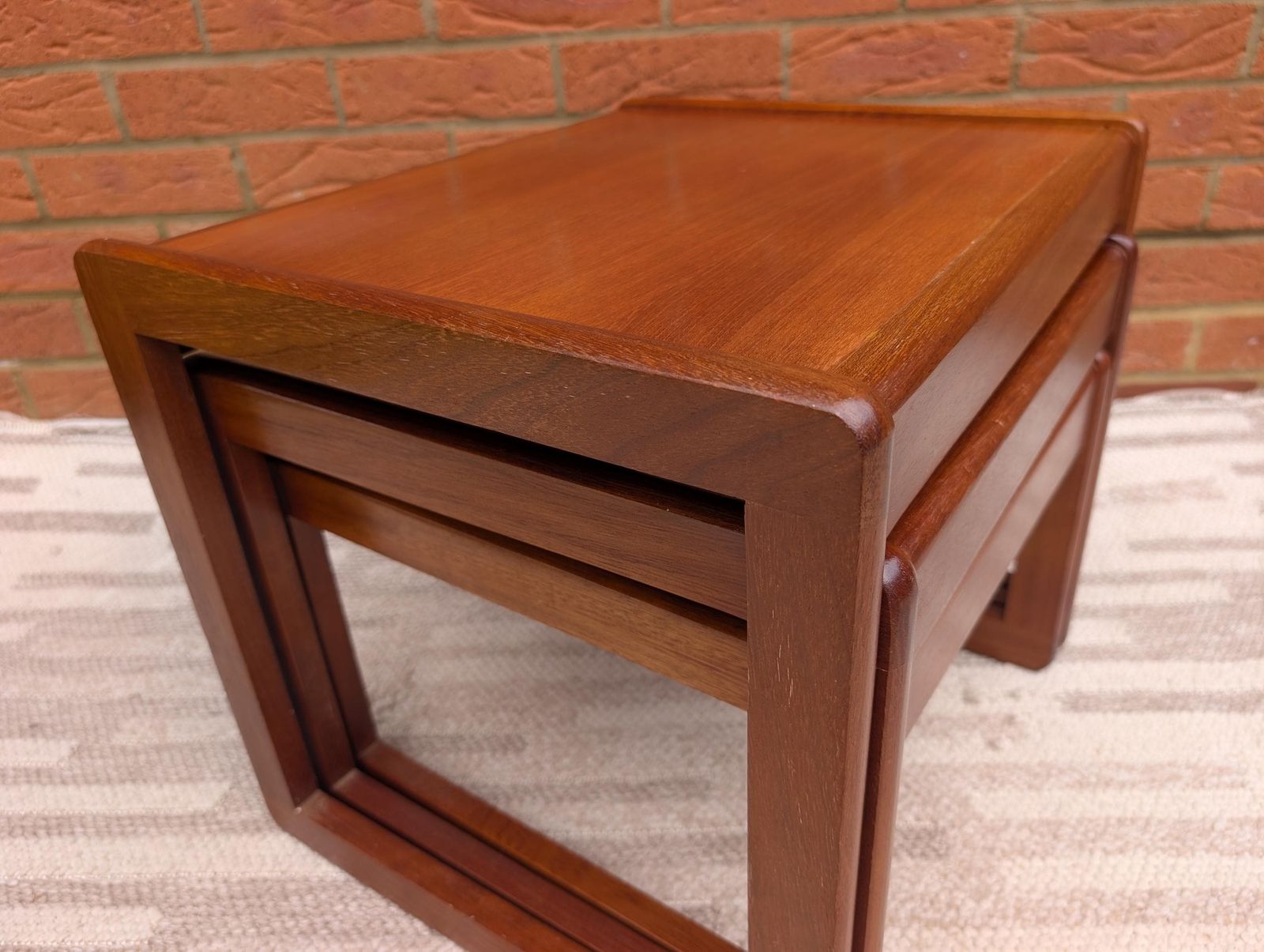 Mid Century Vintage Nest Of 3 Teak Tables By Sunelm, Dating From The 1970s. photo vintage
