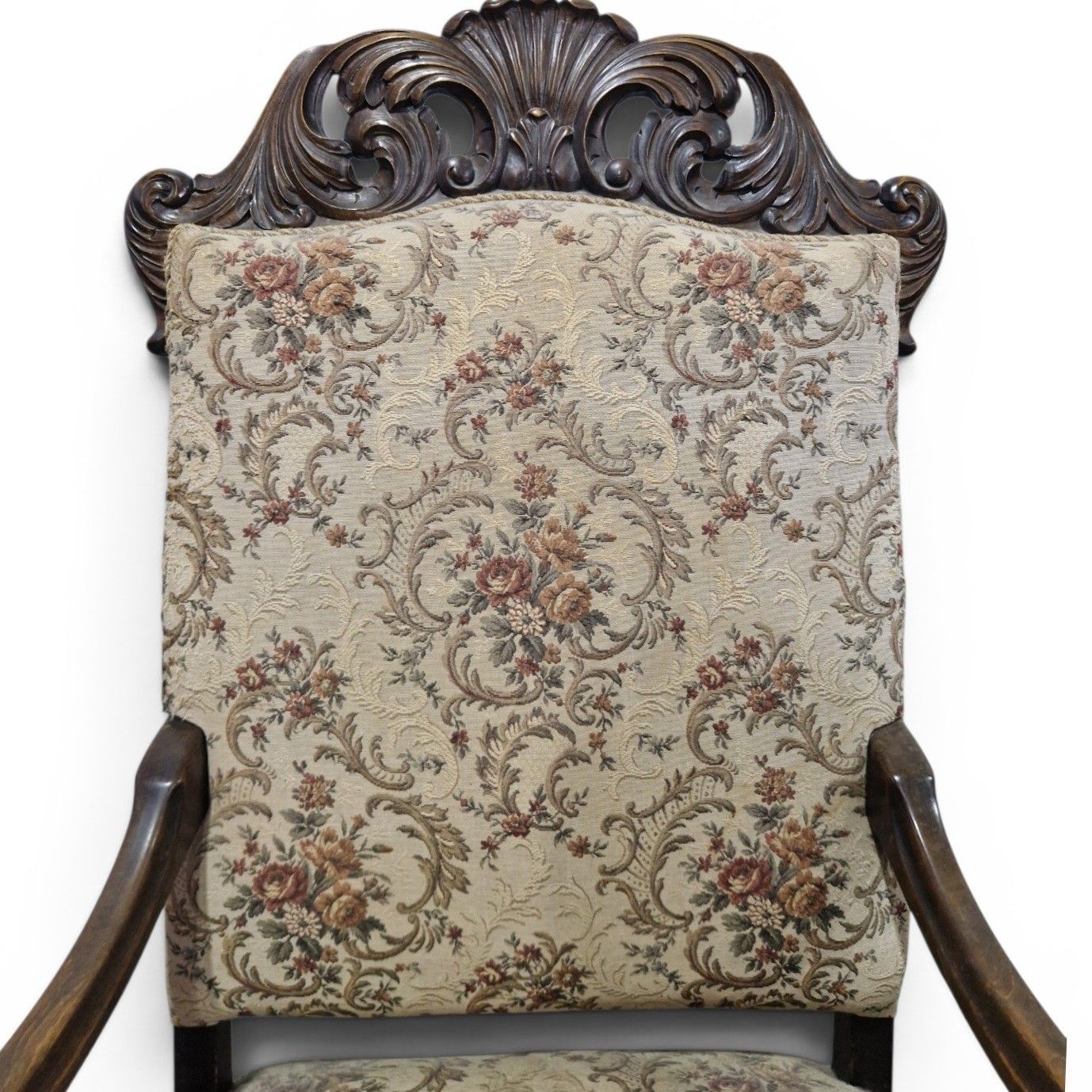 Antique Large Continental Throne Armchair Carved Oak Renaissance Revival photo vinterior