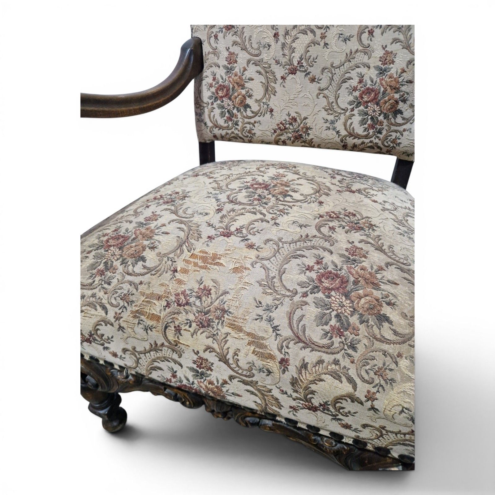 Antique Large Continental Throne Armchair Carved Oak Renaissance Revival photo vintage