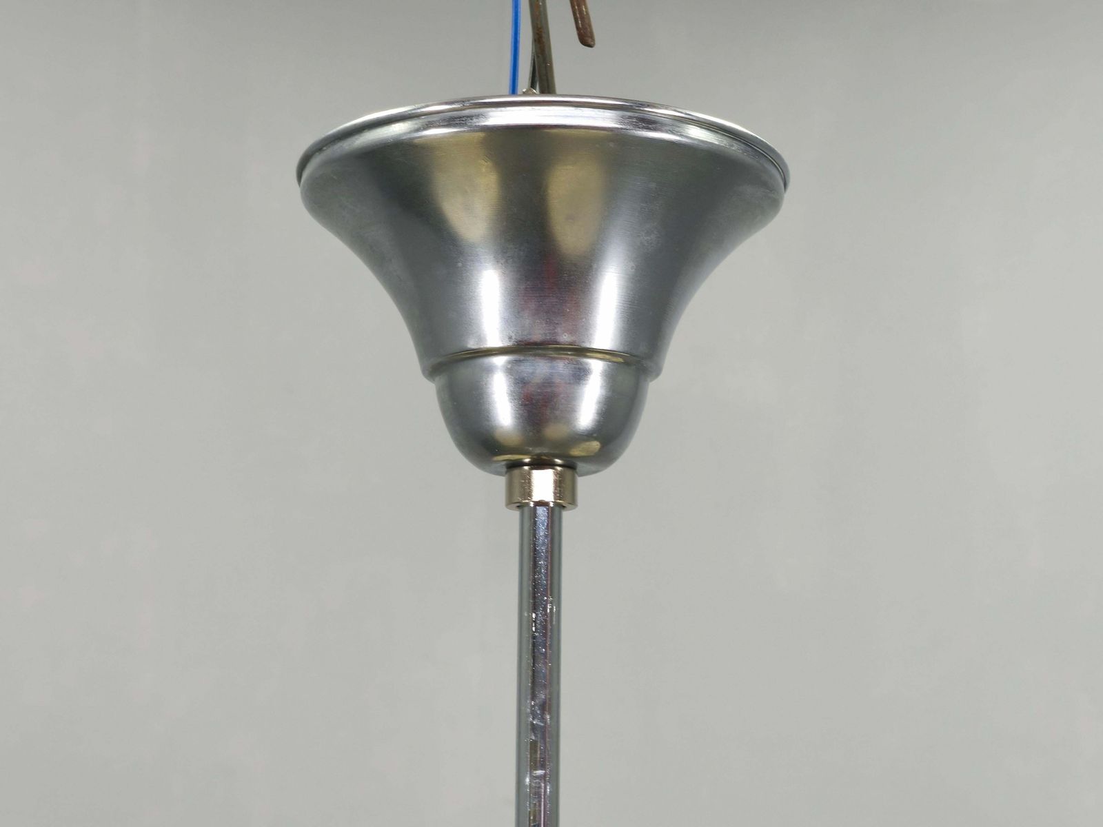 photo furniture Art Deco Chandelier In Chrome, Wood And Glass, Czechoslovakia