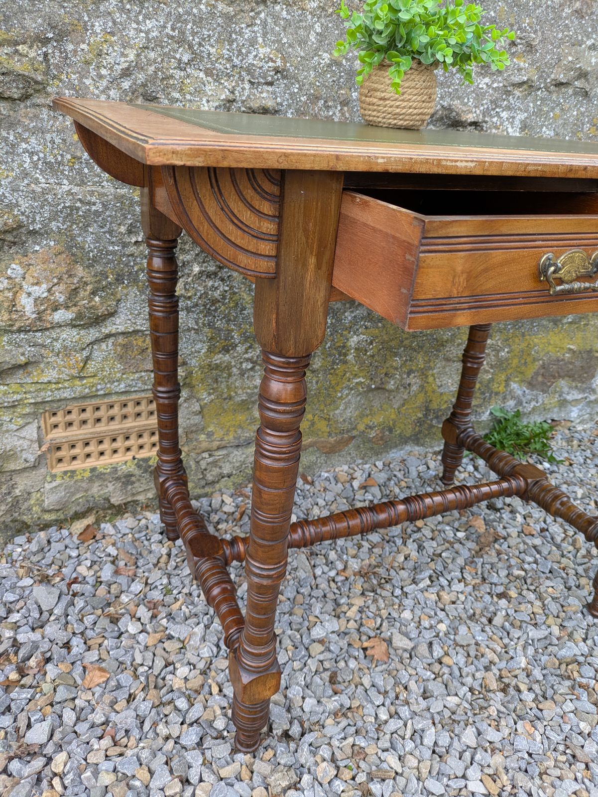 Antique Green Leather Top Writing Desk photo 325.0