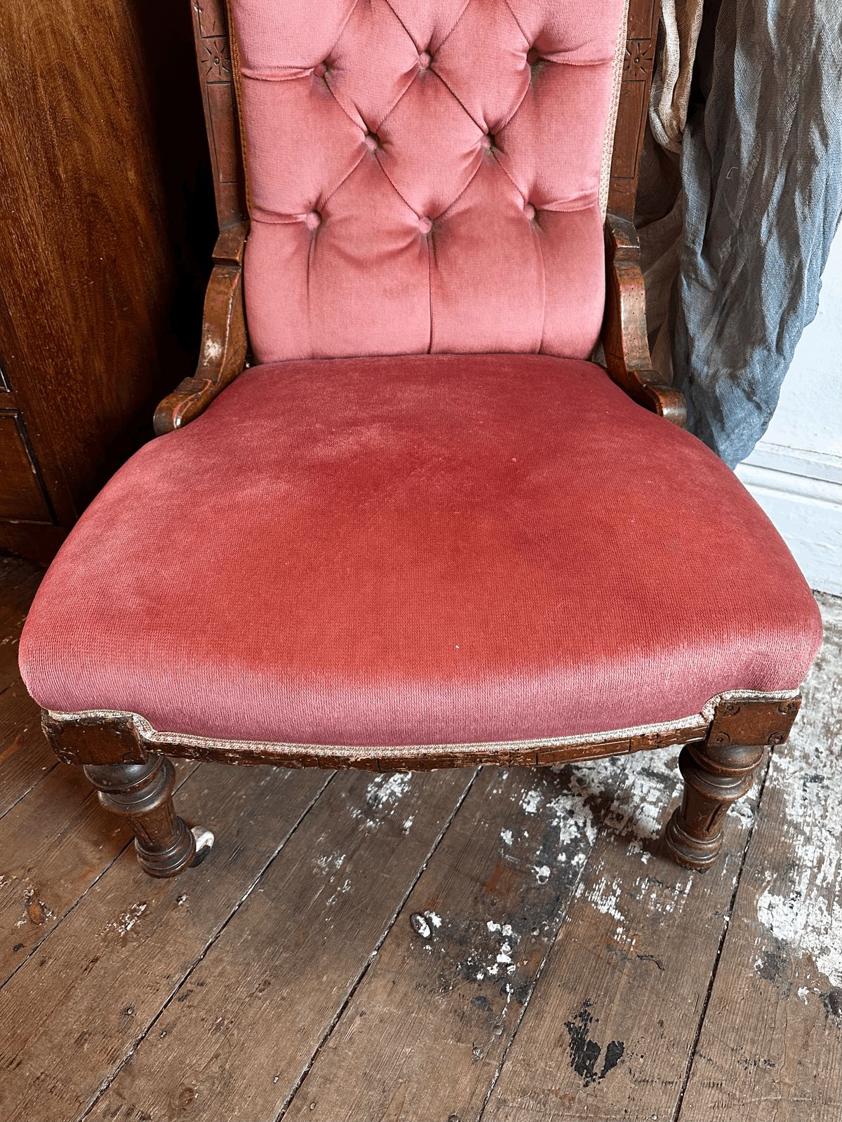 Pink Velvet Chair C1910, 1910s photo 163.0