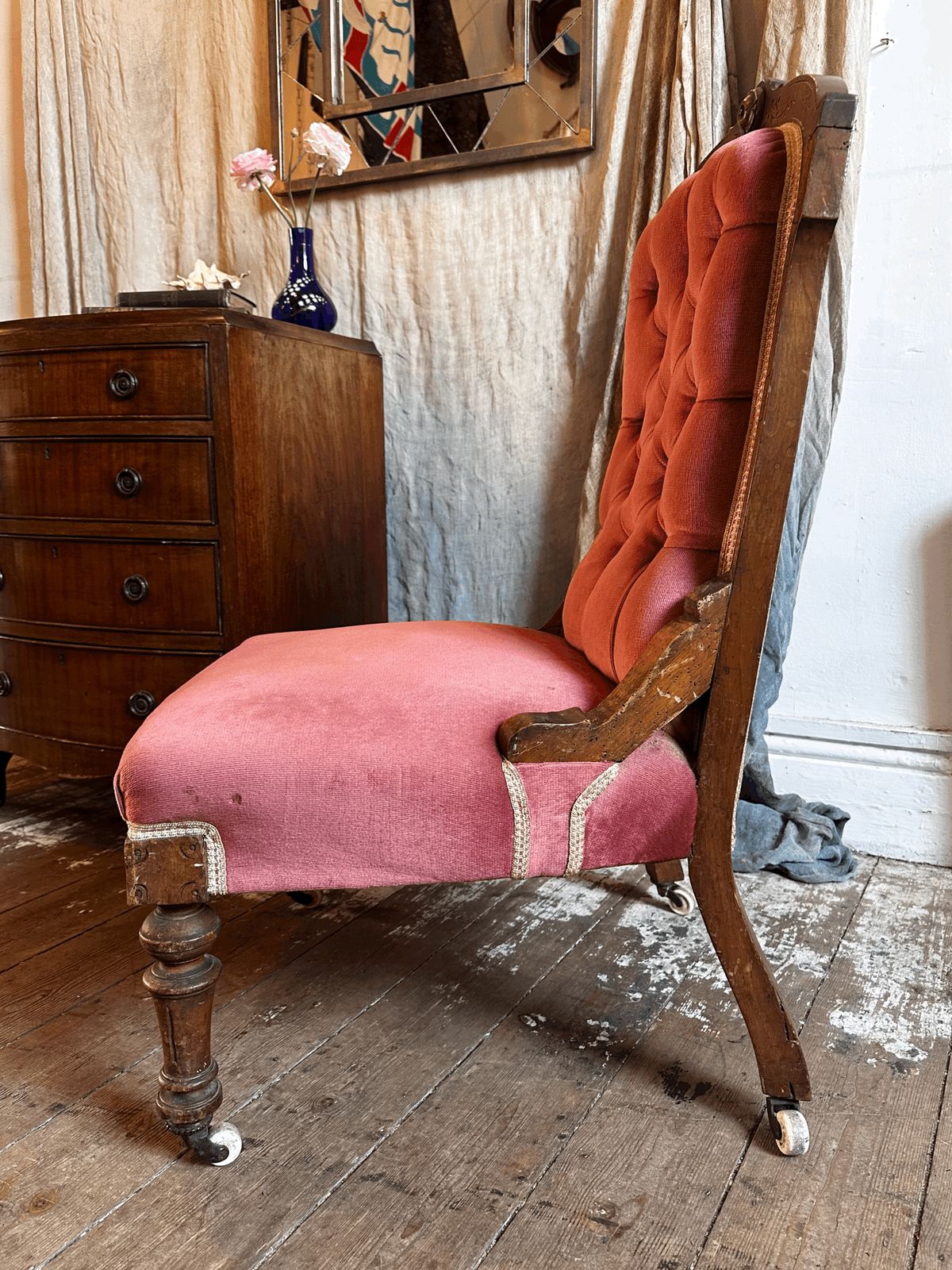 photo furniture Pink Velvet Chair C1910, 1910s