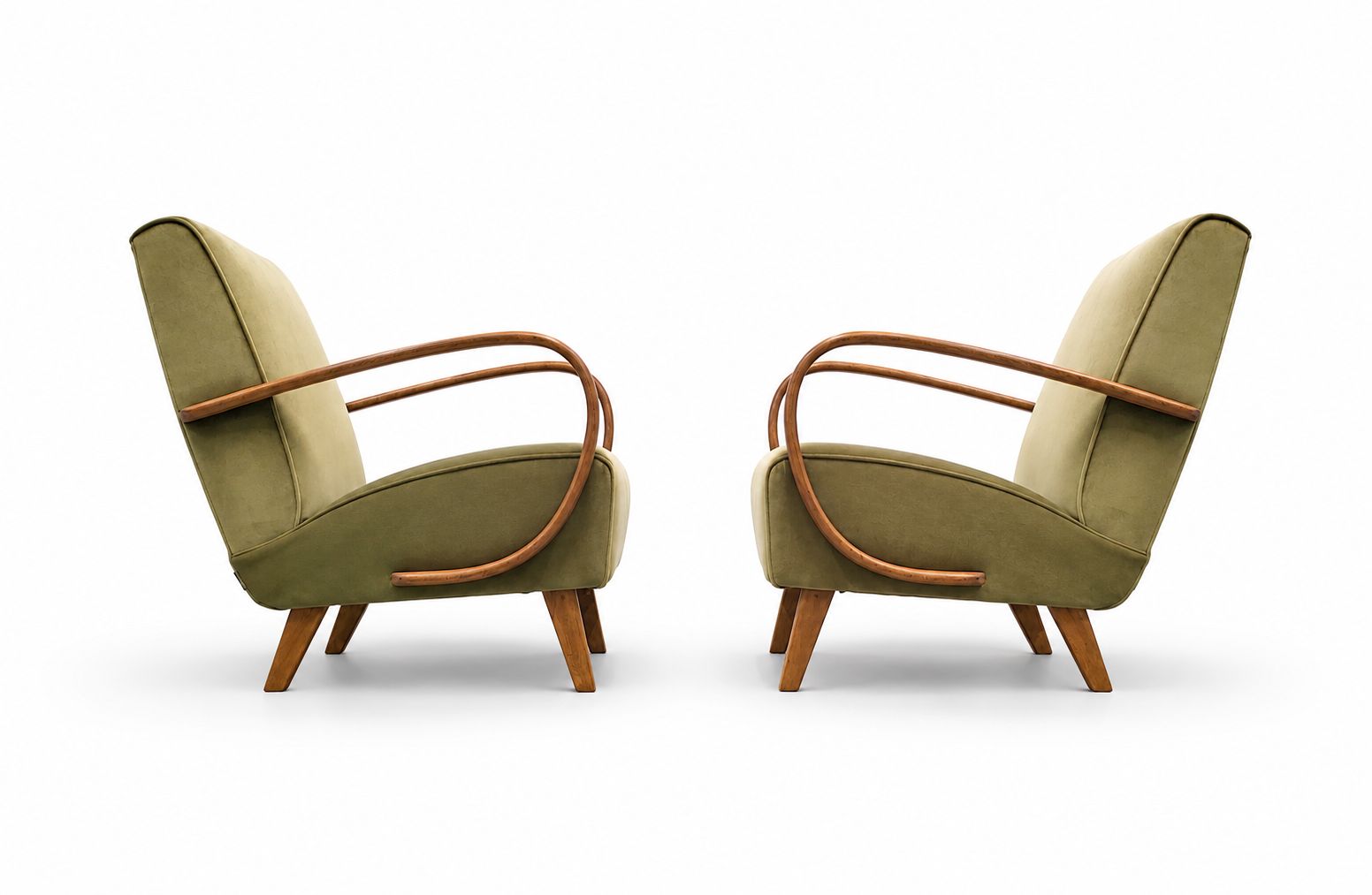 1930 Jindrich Halabala Bentwood Armchair In Pale Green Velvet photo vinterior