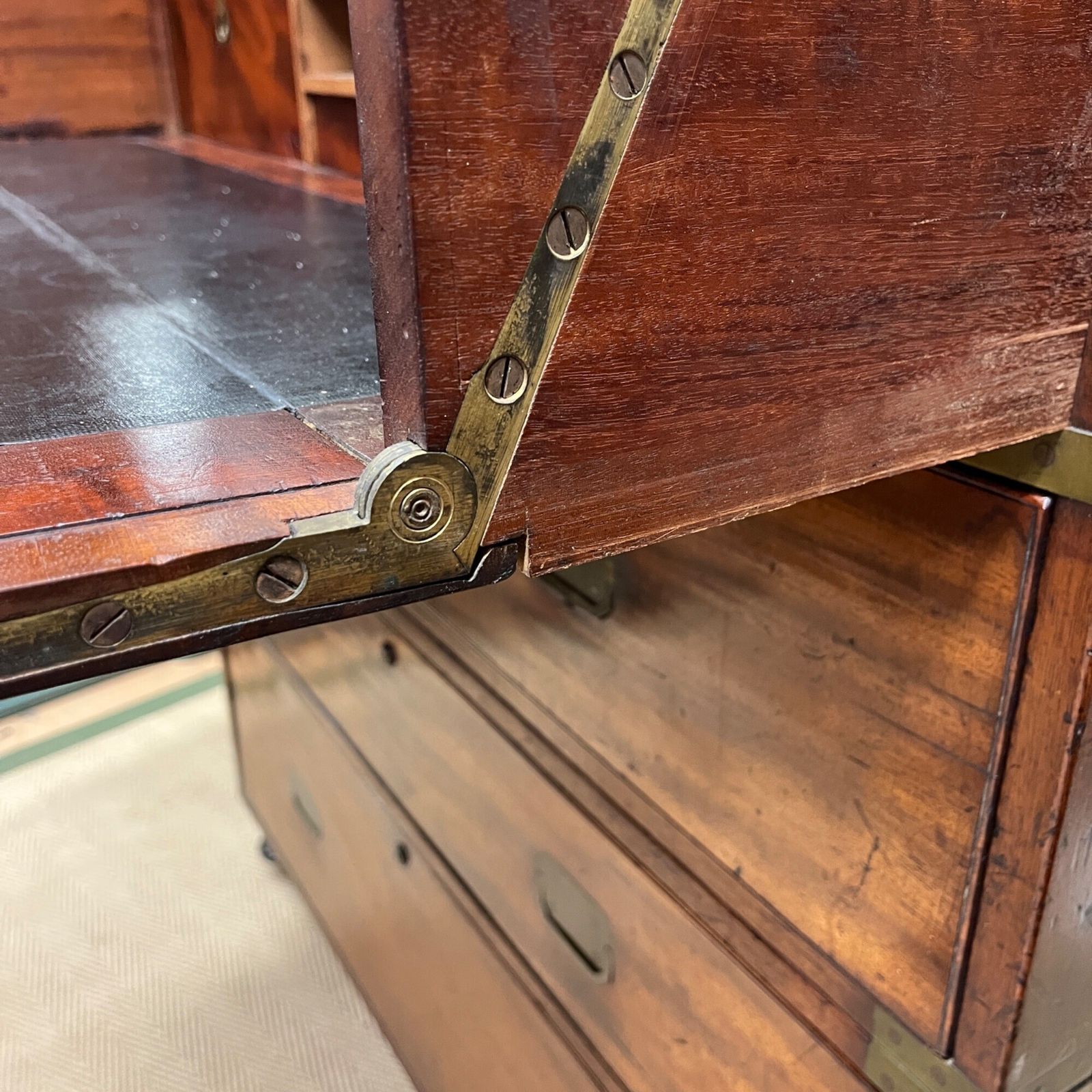 photo furniture 19th Century Campaign Secretarie Chest Of Drawers