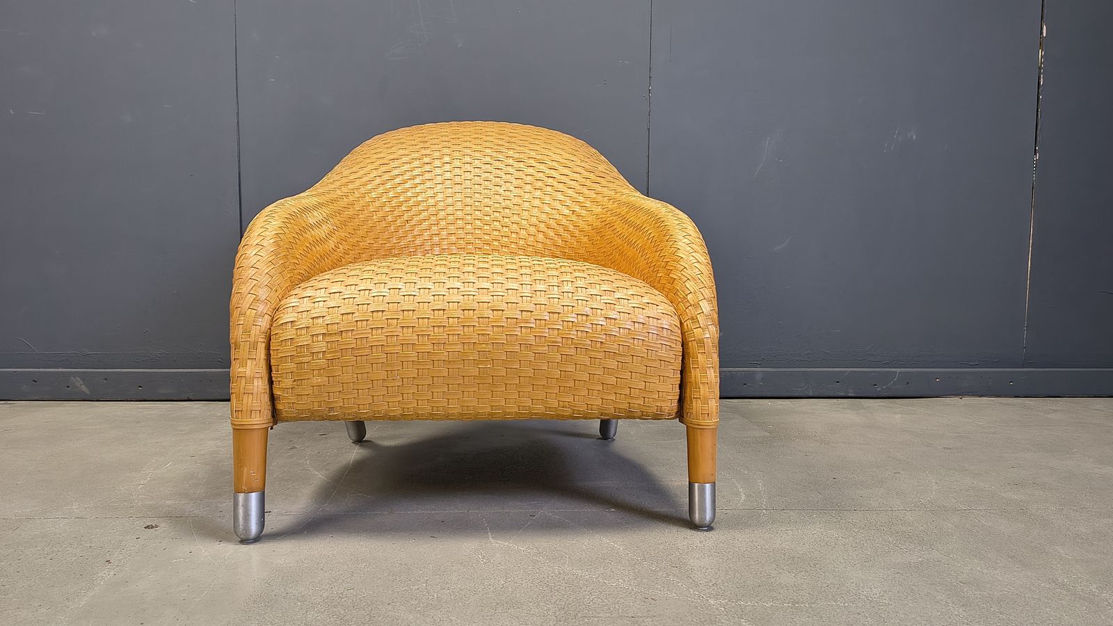 Antonio Citterio Braided Leather Armchair, 1980s photo vintage
