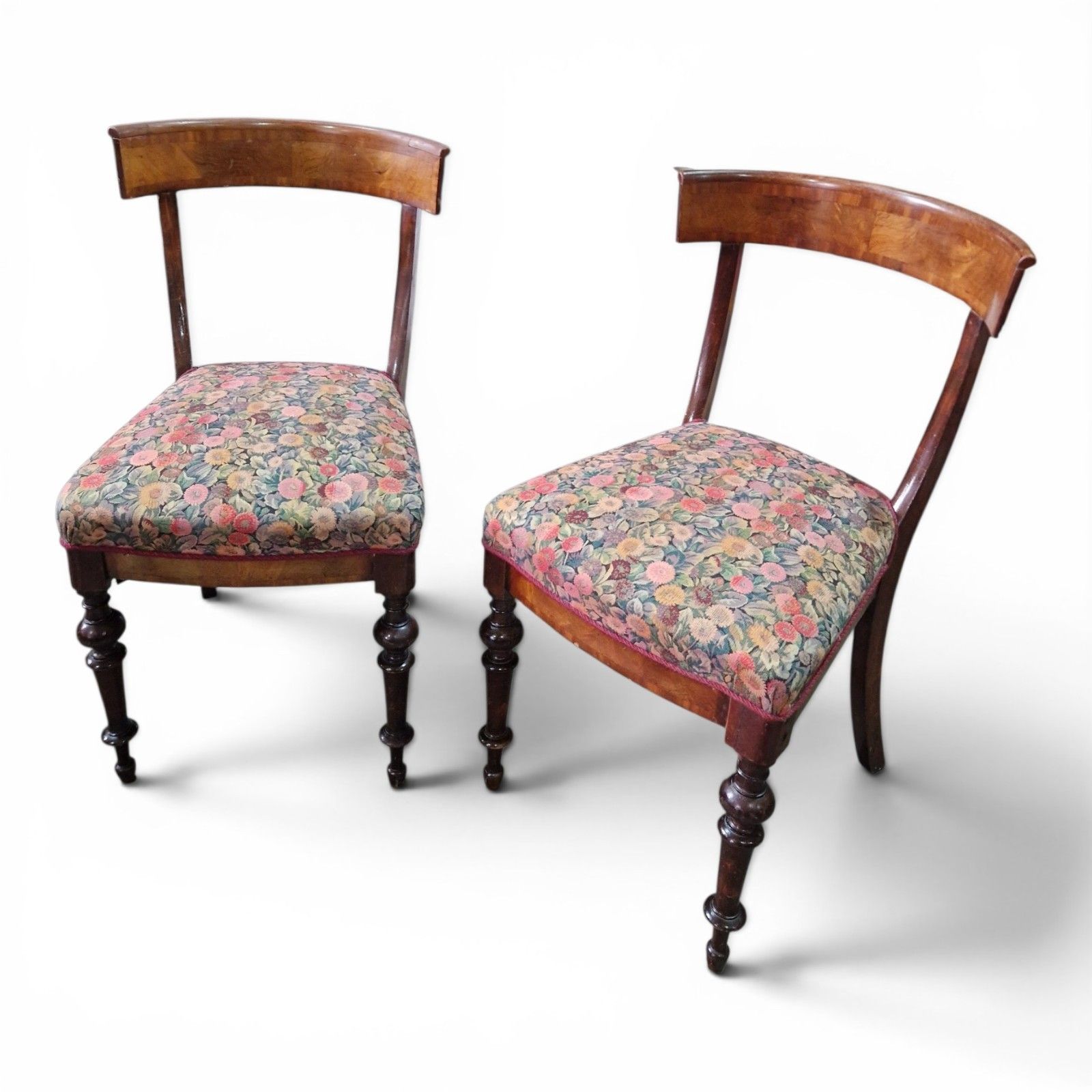 55.0 Antique Victorian Bow Back Mahogany Dining Bedroom Occasional Chair 1 Of Pair photo