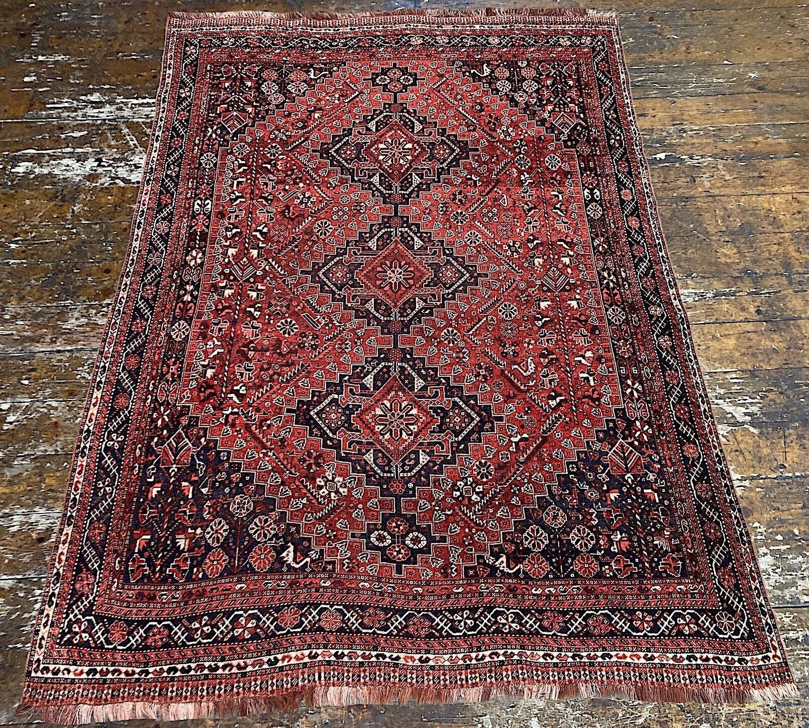 Antiek Qashqai Tapijt 3,35m x 2,35m photo Textiel