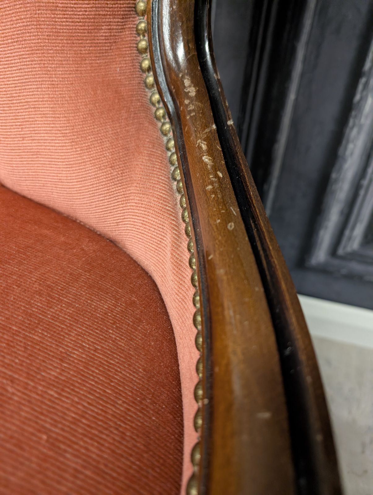 Victorian Mahogany Spoon Back Ladies Chair, Deep Buttoned Pink Upholstery, Circa 1870 photo Furniture