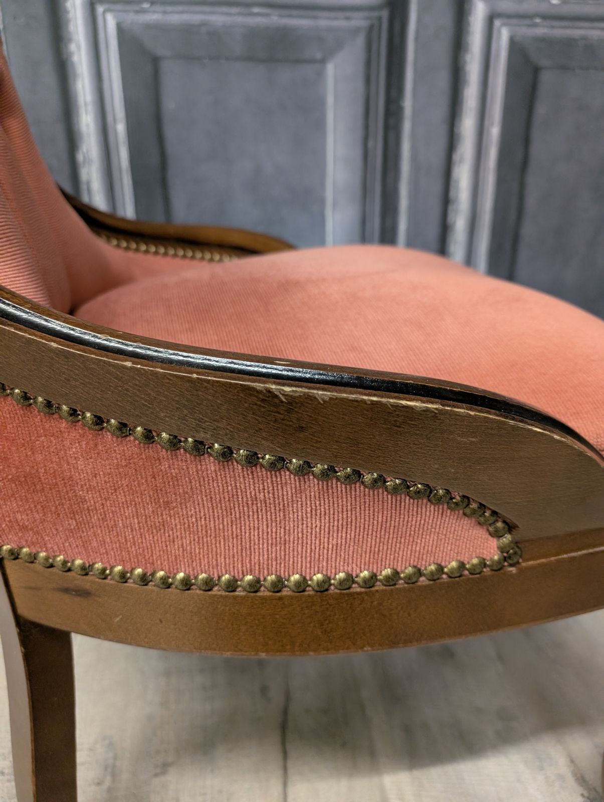 Furniture Victorian Mahogany Spoon Back Ladies Chair, Deep Buttoned Pink Upholstery, Circa 1870 photo