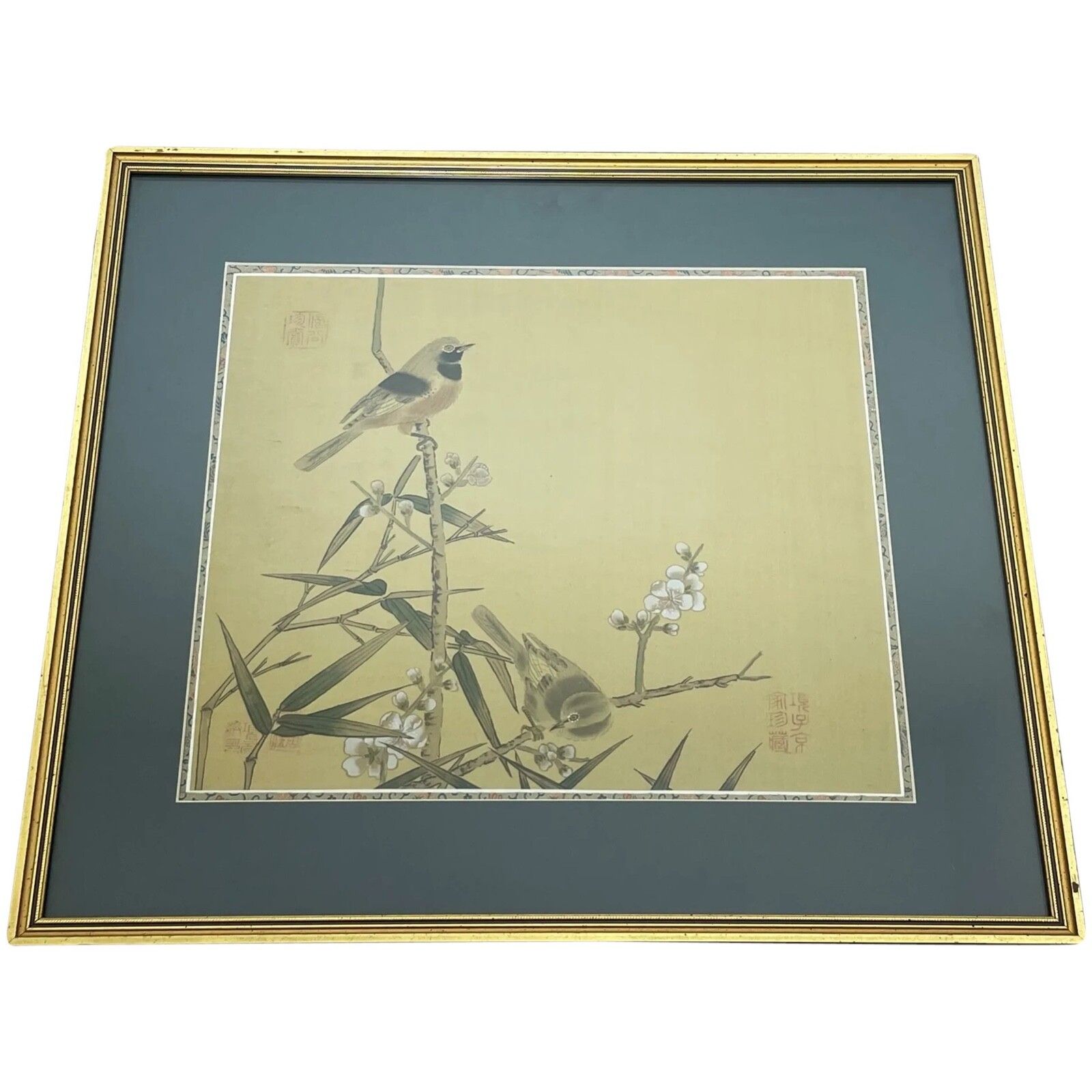 Chinese Painting 2 Wild Birds Plum Blossom Eyes After Zhao Ji (趙佶, 1082–1135)