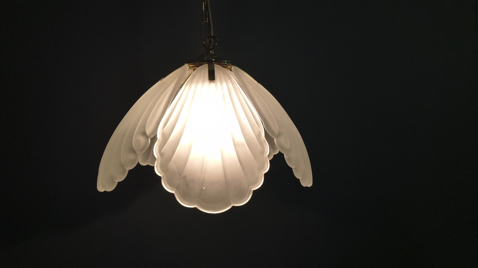 Vintage Italian Glass And Brass Chandelier, 1970s photo for sale
