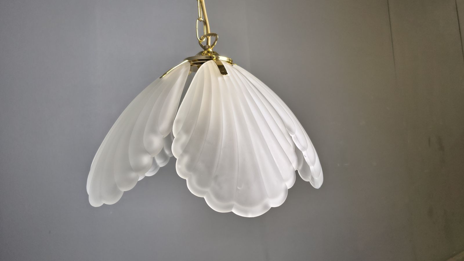 photo for sale Vintage Italian Glass And Brass Chandelier, 1970s