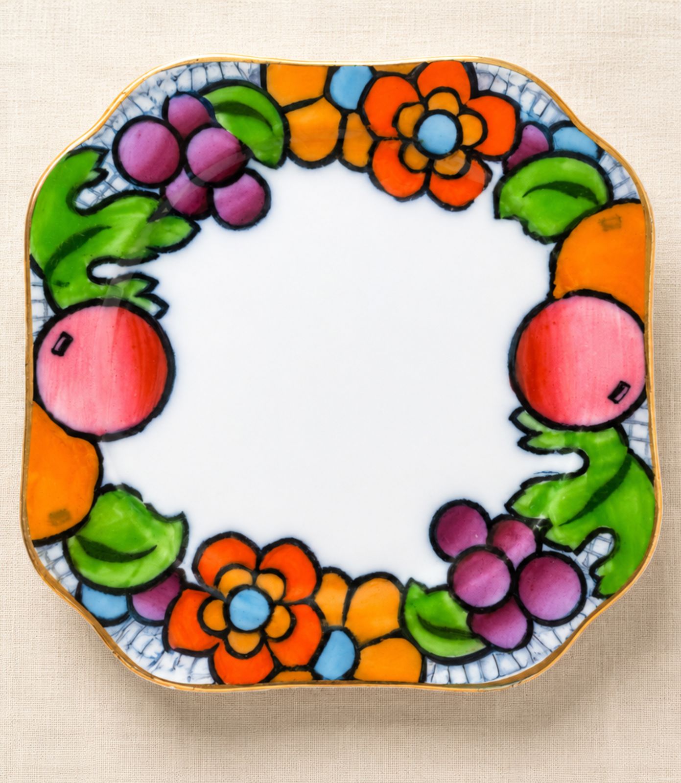 Zeldzaam Losol Ware Suntrae art deco bloemenbord van Keeling & Co photo buy