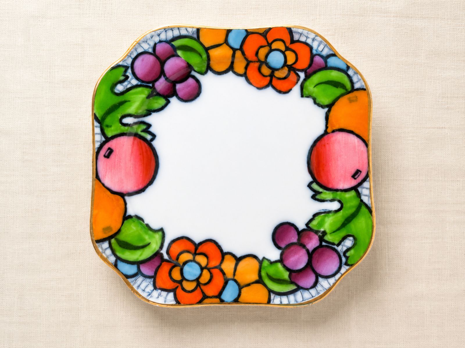 Zeldzaam Losol Ware Suntrae art deco bloemenbord van Keeling & Co photo vintage