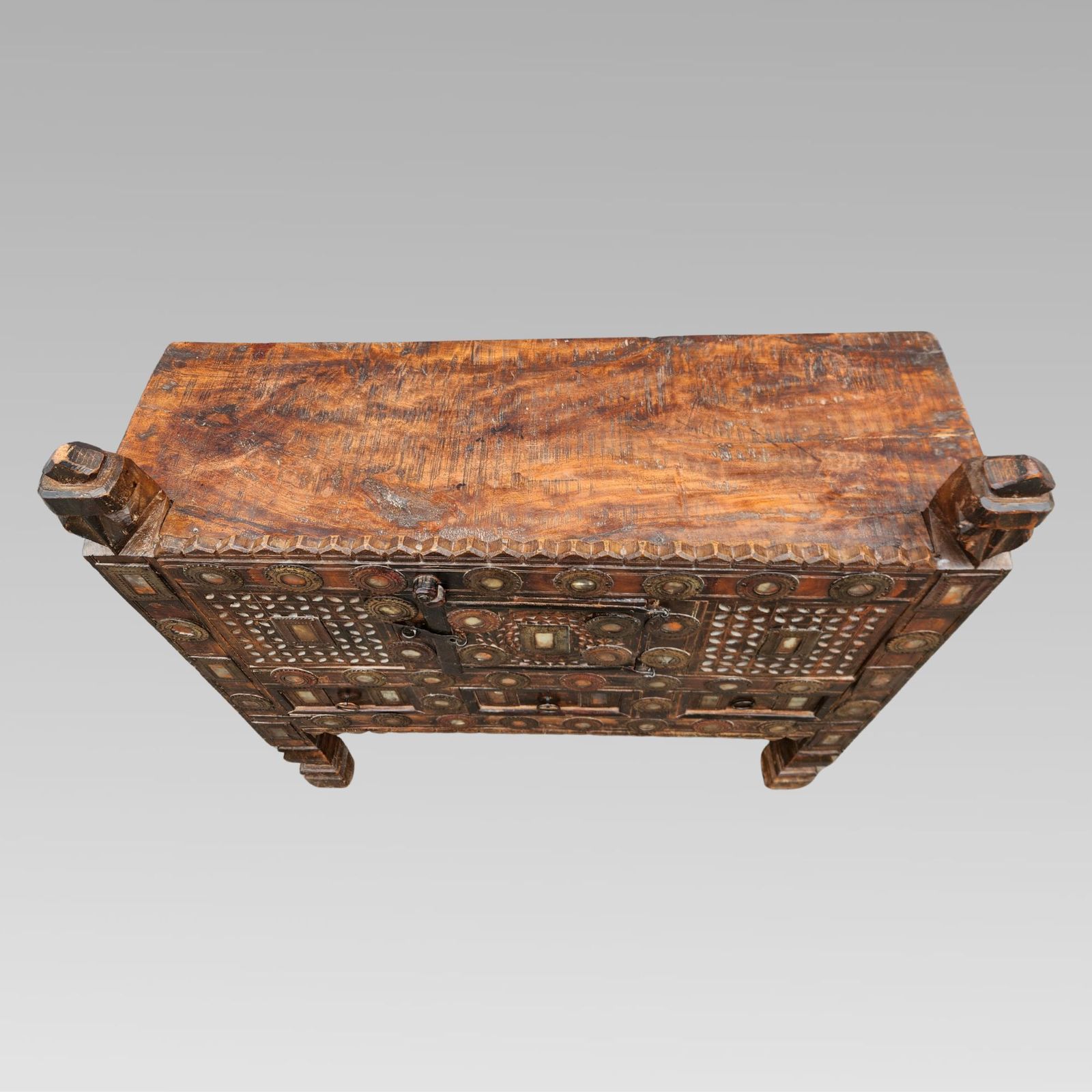Fabulous Antique Indian Damchiya Carved Teak Dowry Chest Storage photo vinterior