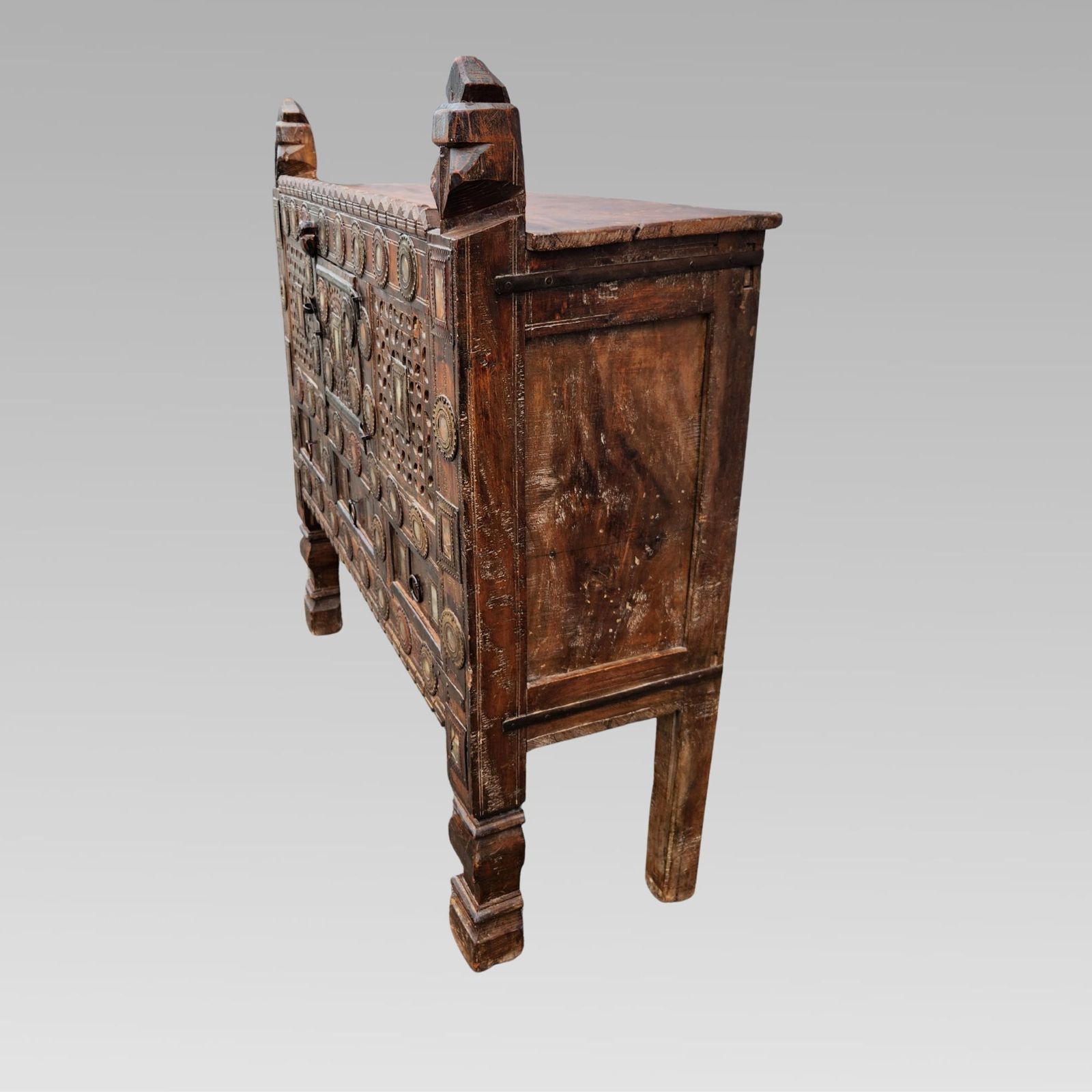 Fabulous Antique Indian Damchiya Carved Teak Dowry Chest Storage photo vintage
