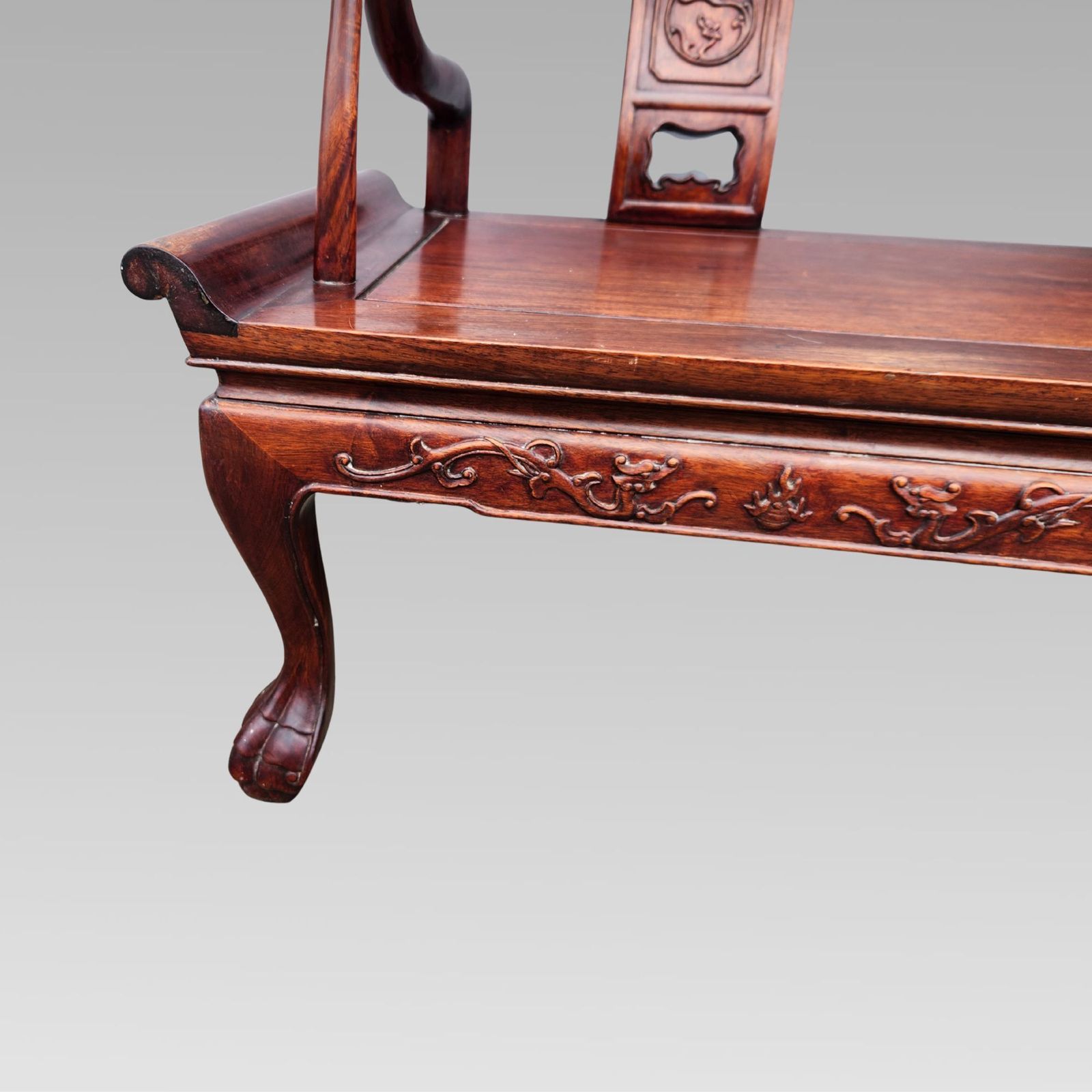 Fabulous Chinese Oriental Horse Shoe Hall Bench Or Settle + Armchairs photo vinterior