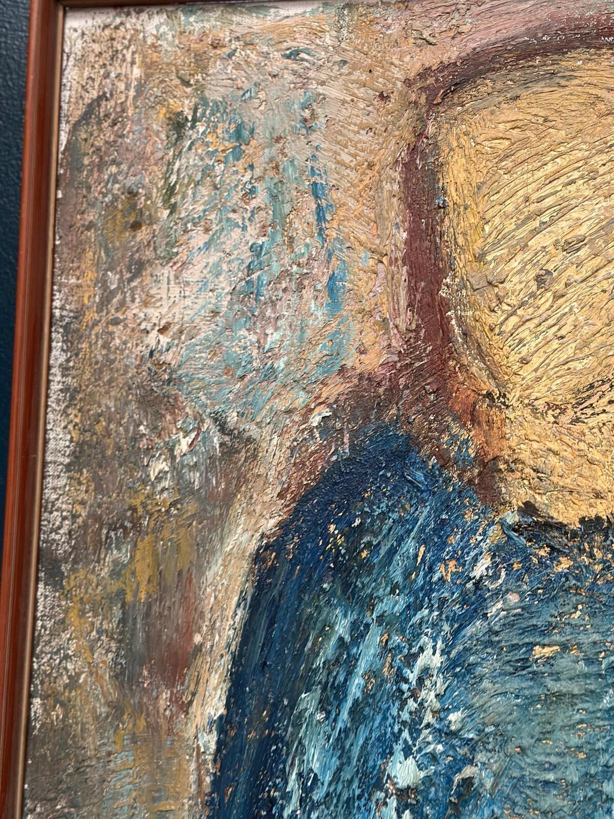 photo vinterior Original Swedish Oil On Canvas – “Kvinna I Blått” By Gösta Falck – Canvas 88 × 73 Cm (34.6" × 28.7")