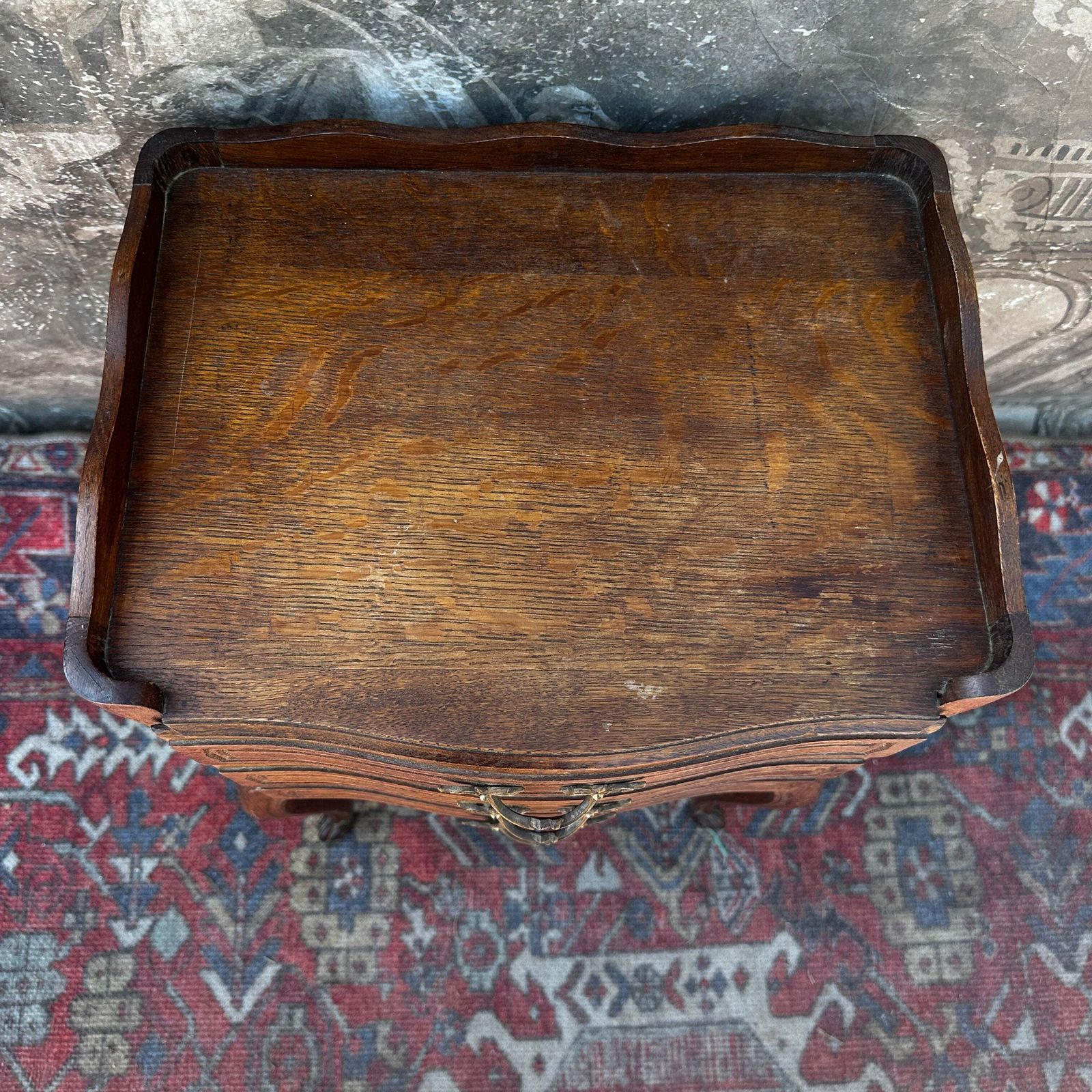 photo for sale French Antique Louis XV Oak Nightstand With 3 Drawers