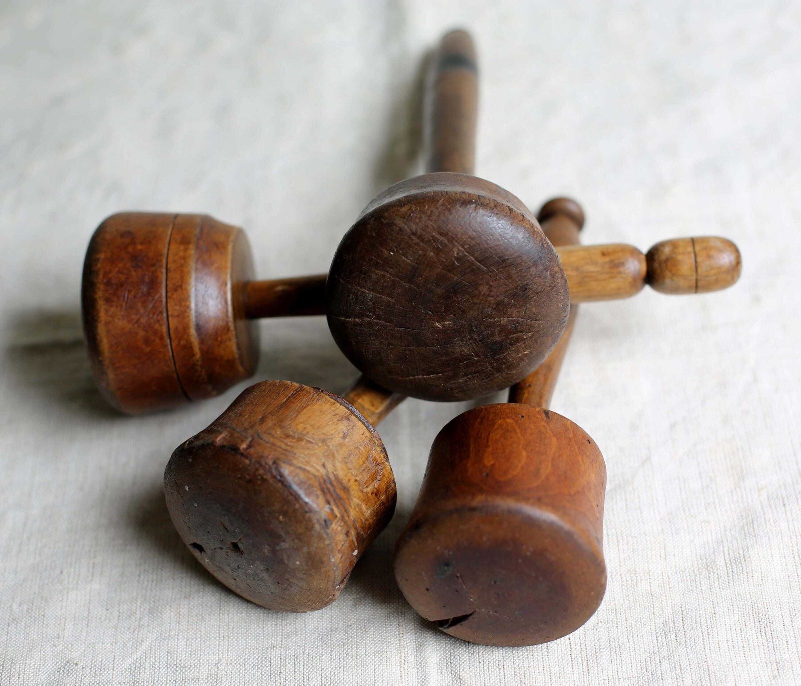 Collection Of 4 Large Antique French Rustic Wooden Pestles Primitive Mashers Spice Grinders photo Home Decor