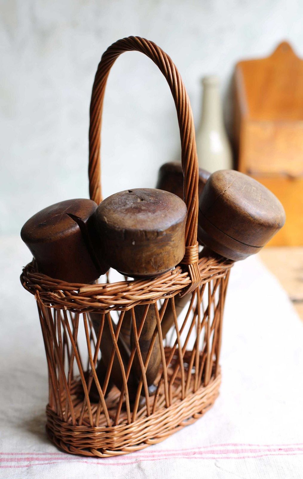 Collection Of 4 Large Antique French Rustic Wooden Pestles Primitive Mashers Spice Grinders photo 92.0