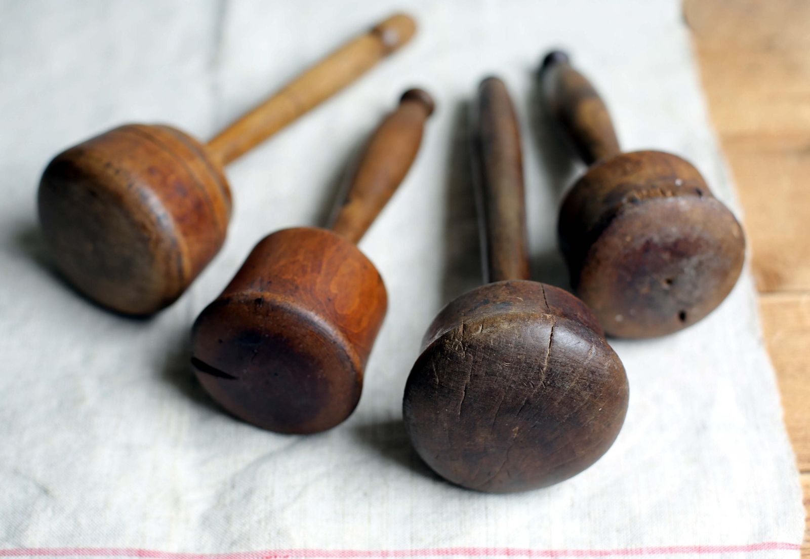 Collection Of 4 Large Antique French Rustic Wooden Pestles Primitive Mashers Spice Grinders photo vintage