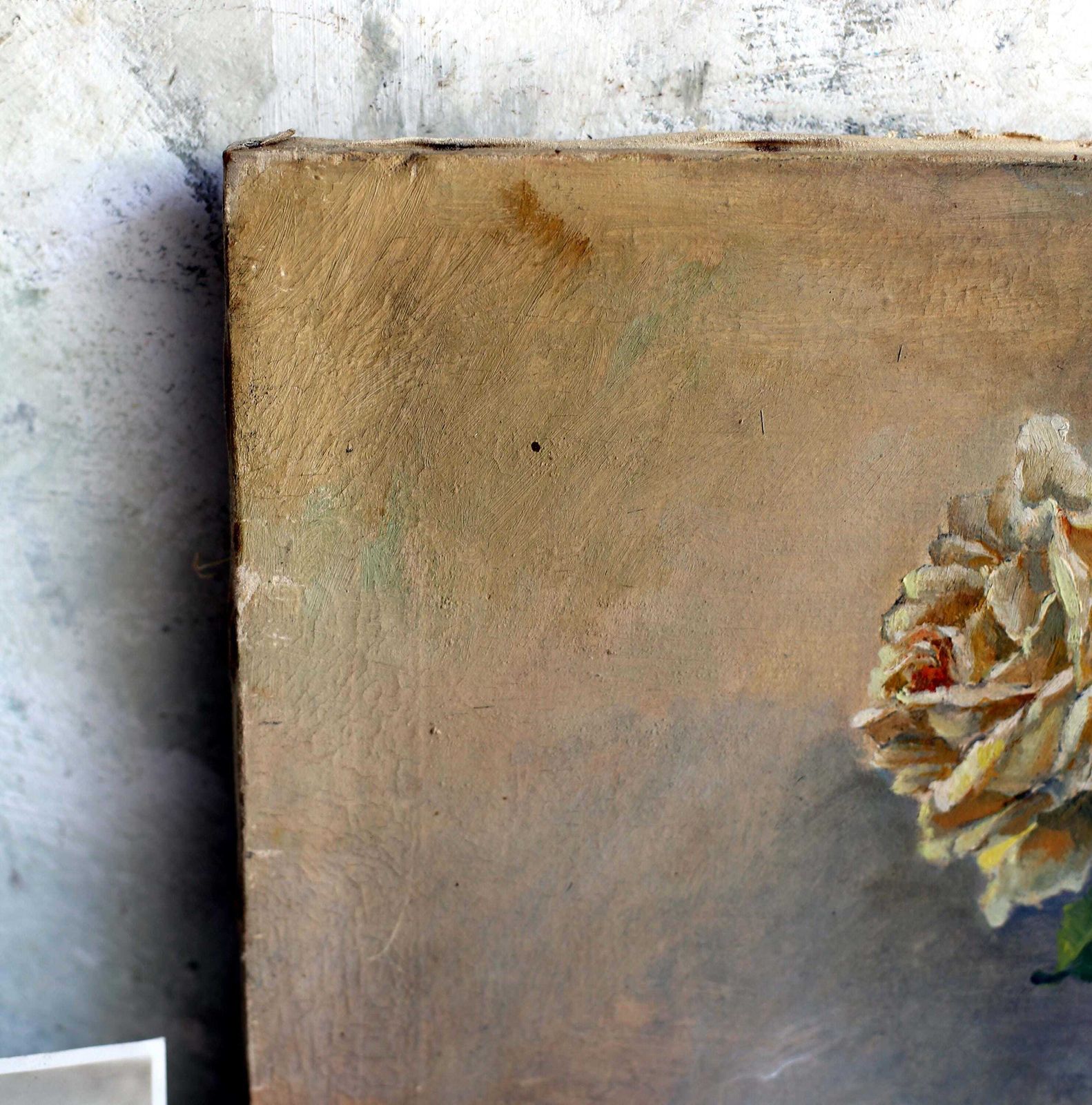 photo furniture Original Antique Oil Painting Floral Canvas Art Still Life Pink Roses