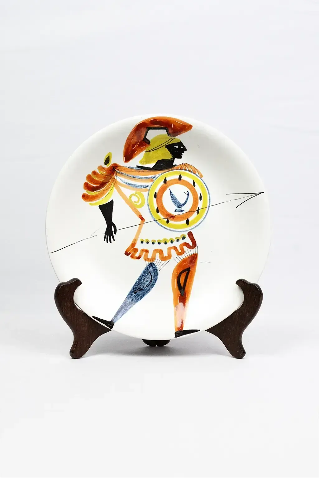 Glazed Earthenware Plate, Hoplite — Roger Capron, Vallauris, Circa 1955–1960 photo furniture