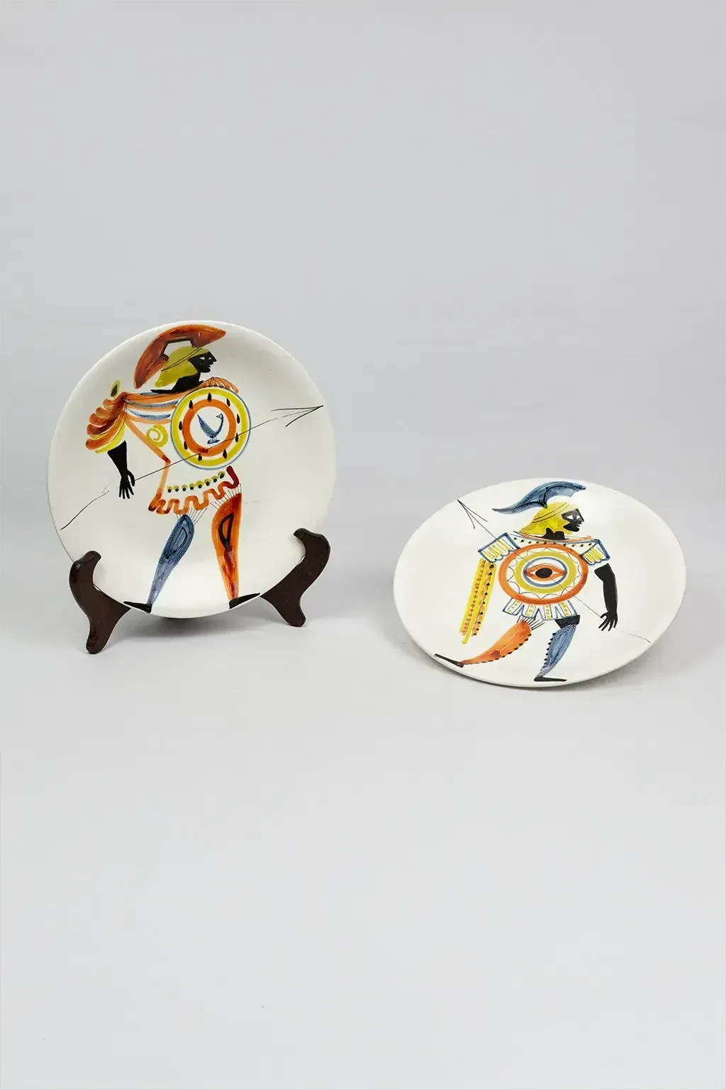 Home Decor Glazed Earthenware Plate, Hoplite — Roger Capron, Vallauris, Circa 1955–1960 photo