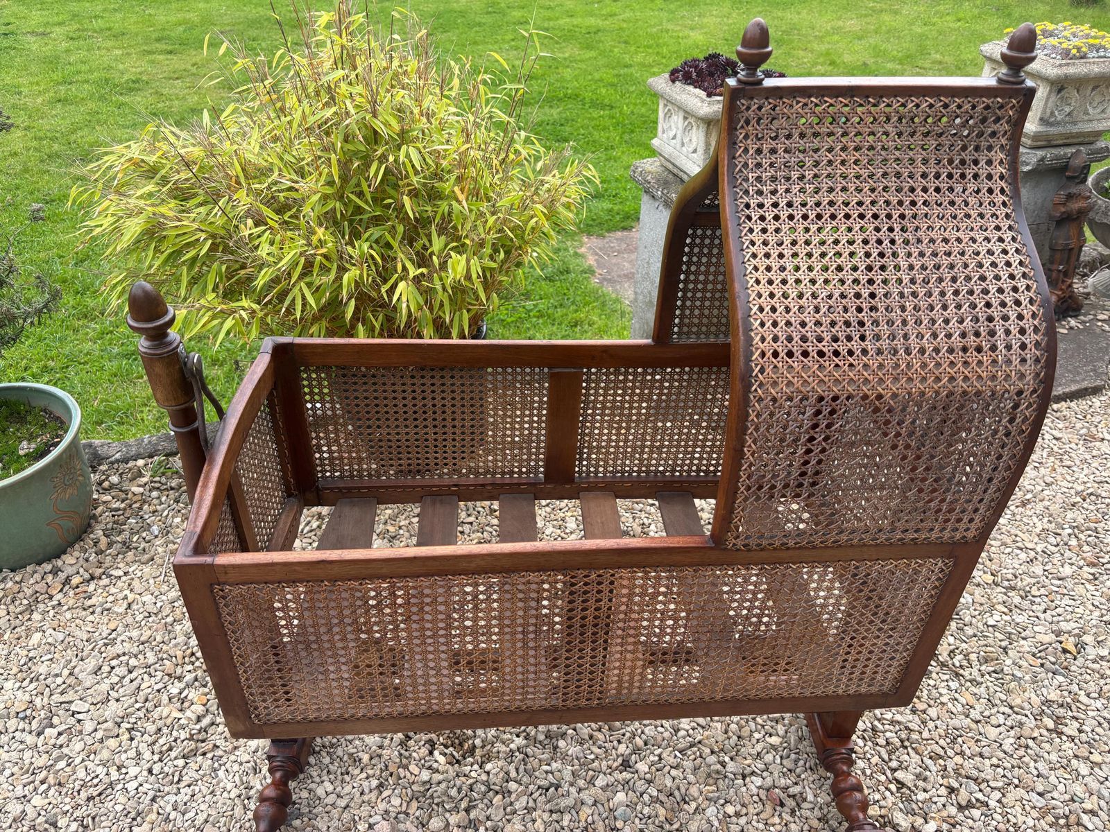 Antique William IV Mahogany And Rattan Rocking Crib. photo furniture