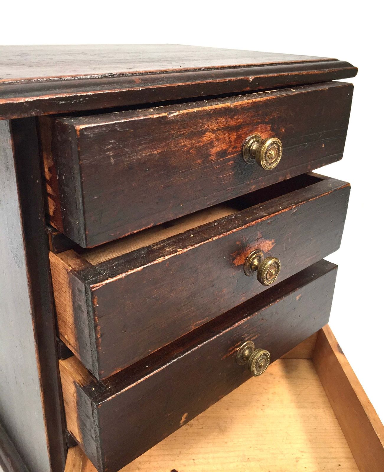 Antique Tabletop Rustic Wooden Chest Of Drawers / Filing Storage Box Cabinet photo buy