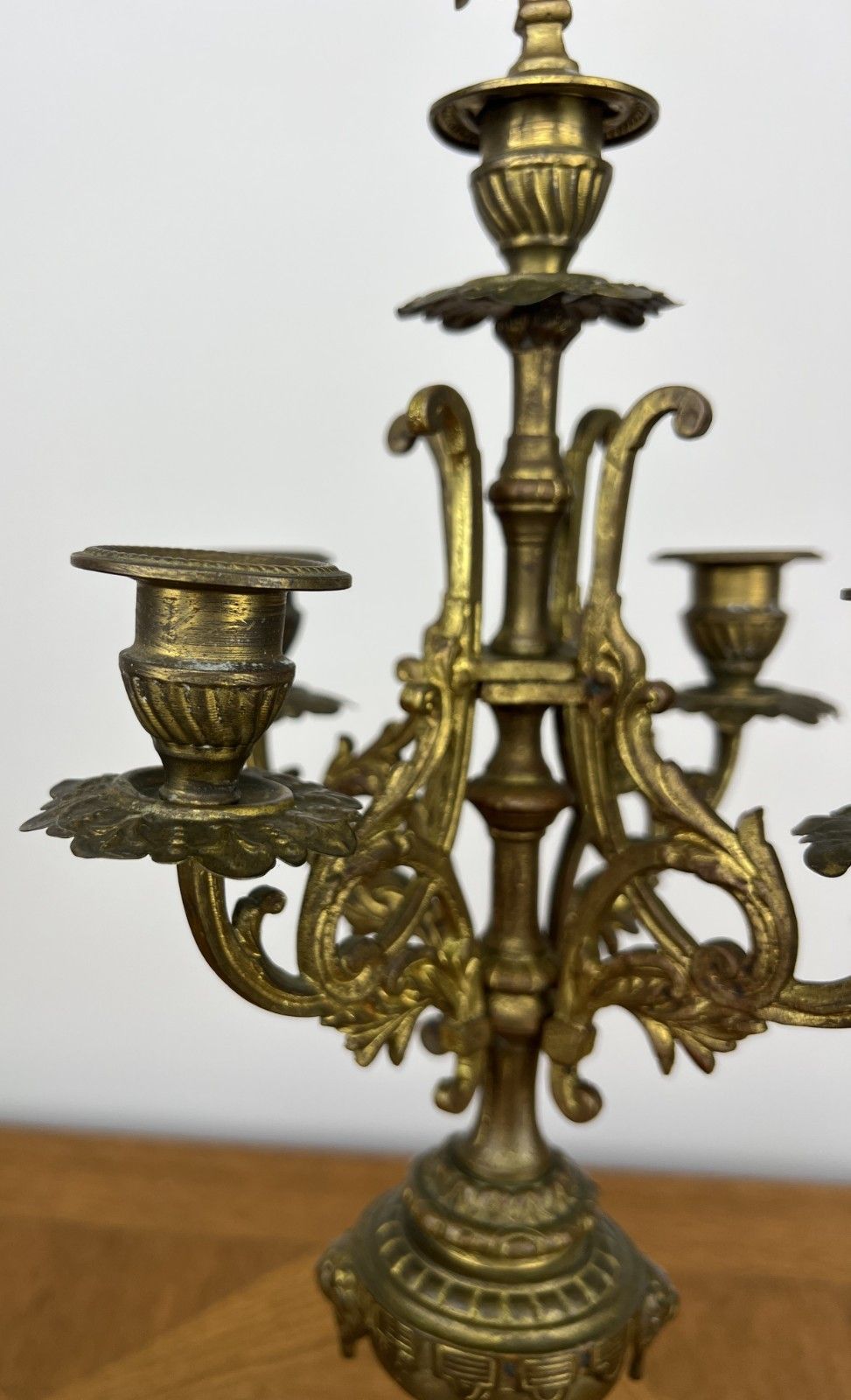 Pair Of Candelabra Antique French Style Brass Five Arm Candle Holders Lot 6025 photo buy