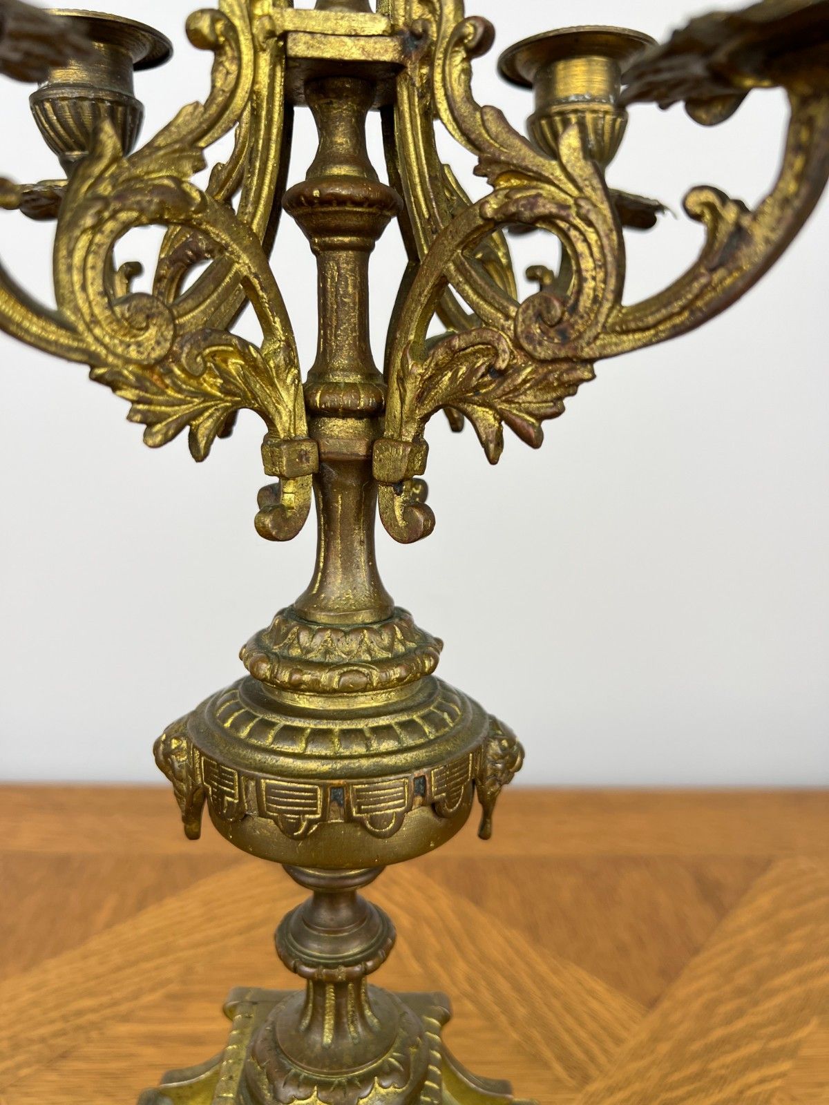 Home Decor Pair Of Candelabra Antique French Style Brass Five Arm Candle Holders Lot 6025 photo