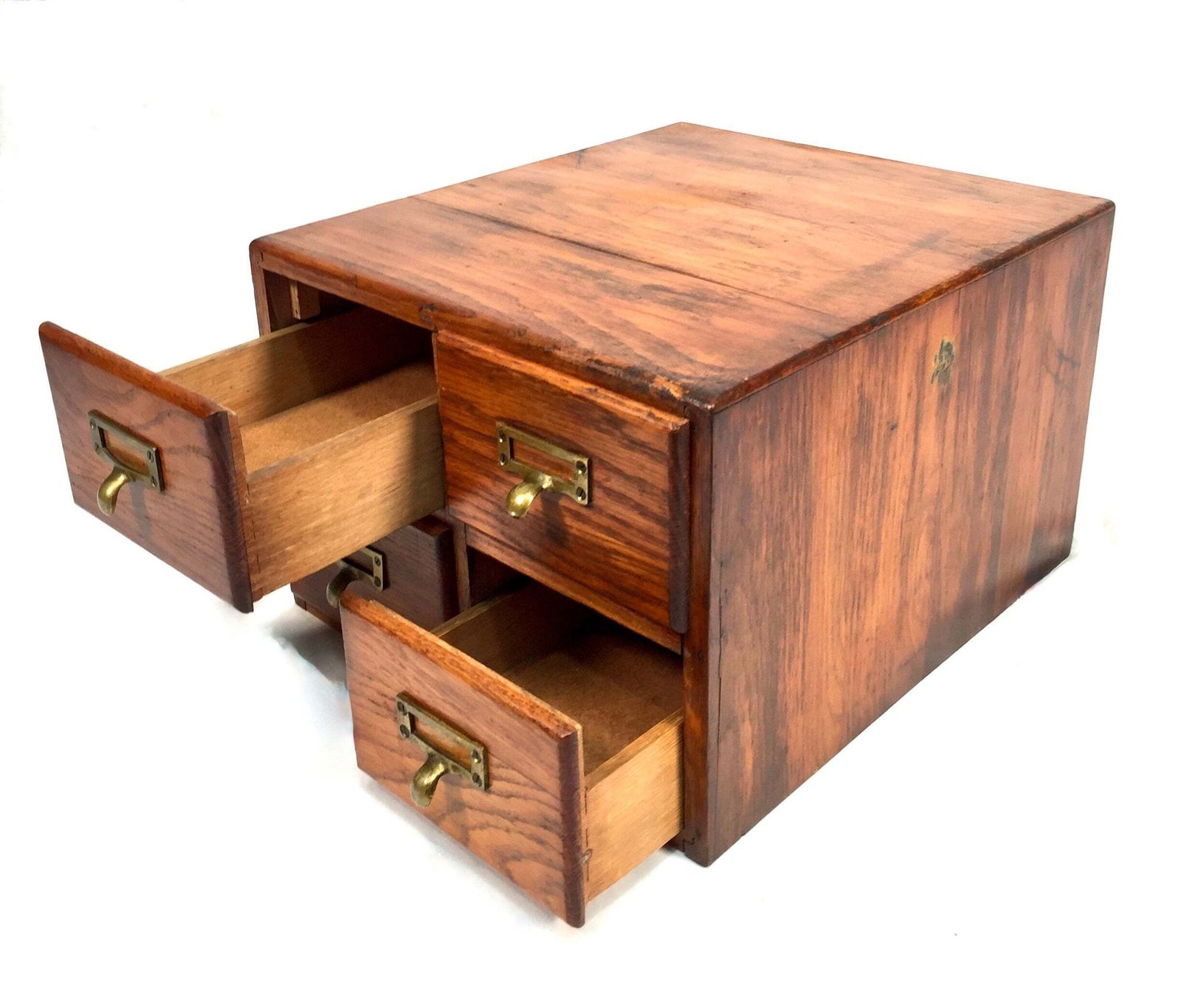 Furniture Antique Wooden Desktop Oak Stationery Index Filing Card Drawers / Cabinet / Box photo