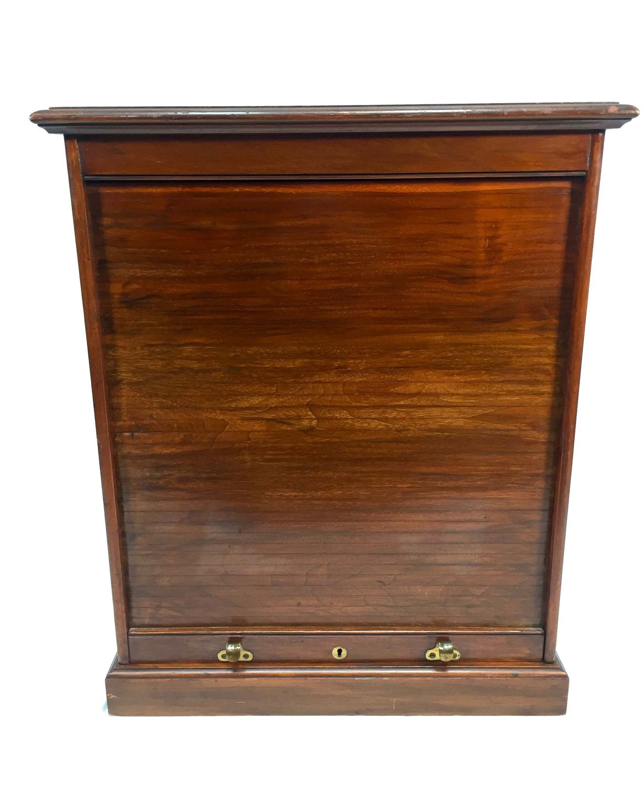 Antique Wood Tambour Fronted Cabinet / Pigeon Hole Stationery Storage Box C.1930 photo for sale