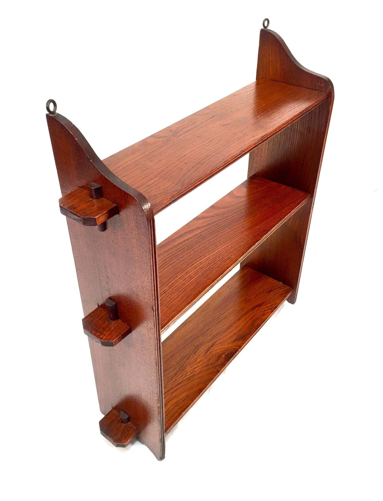 Antique Oak Wooden Arts & Crafts Tabletop / Wall Peg Shelf / Edwardian C.1905 photo buy