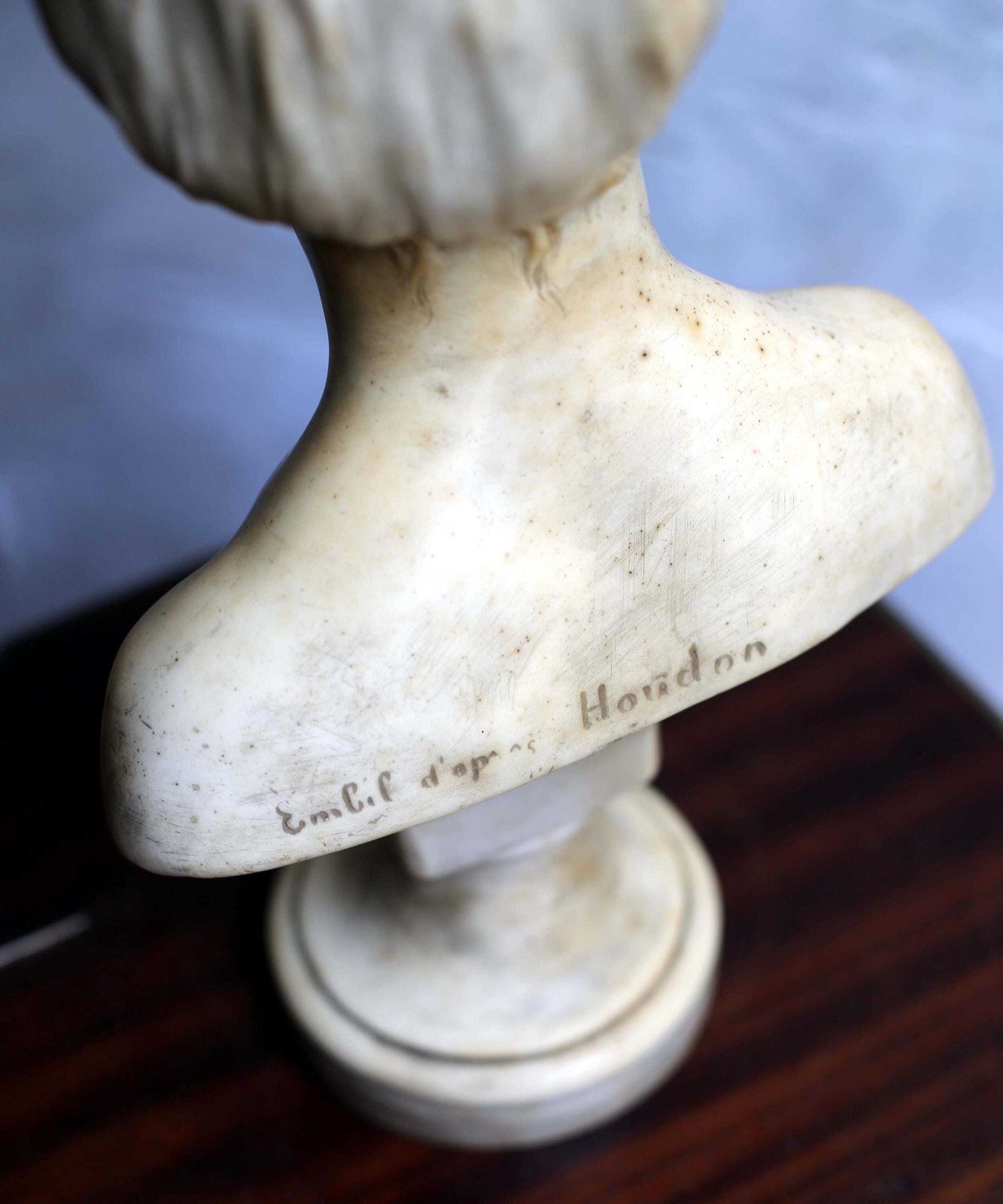 photo for sale Large Antique Wax Bust Of Louise Brongniart After Houdon | Signed Embil French Child Portrait Sculpture | Neoclassical Decor