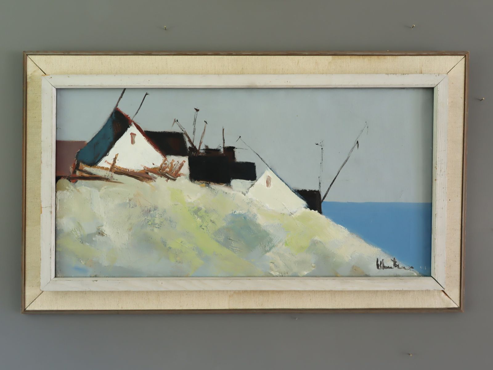 Cliffside Houses  Oil Painting