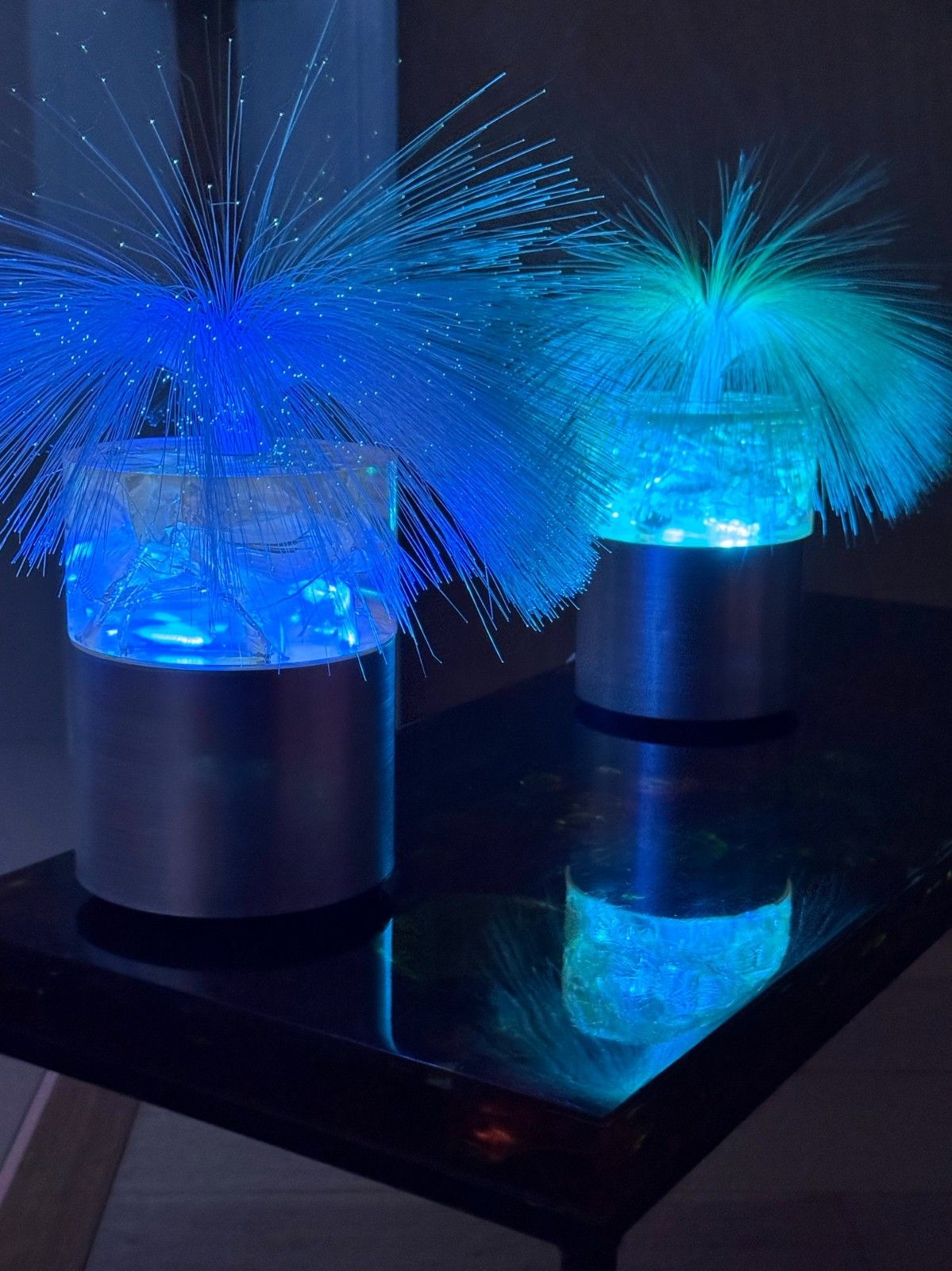 2 Rare Vintage Sheerlite Fibre Optic Shattaline Table Lamps New Led Bulbs A/F photo 199.0