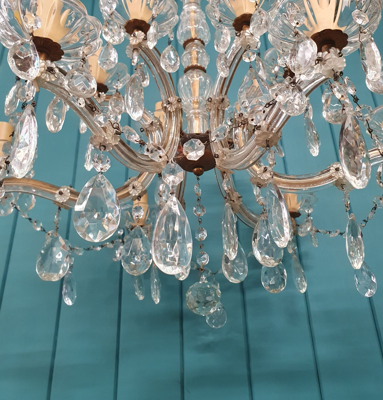12 Arm Cut Glass Crystal Antique Chandelier 25" photo buy