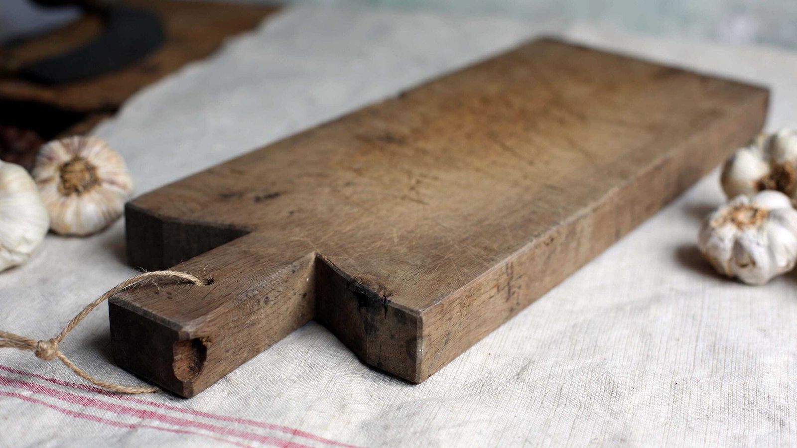 Large French Butchers Block Antique Bread Board Long Chunky Wooden Primitive Cutting Board photo furniture