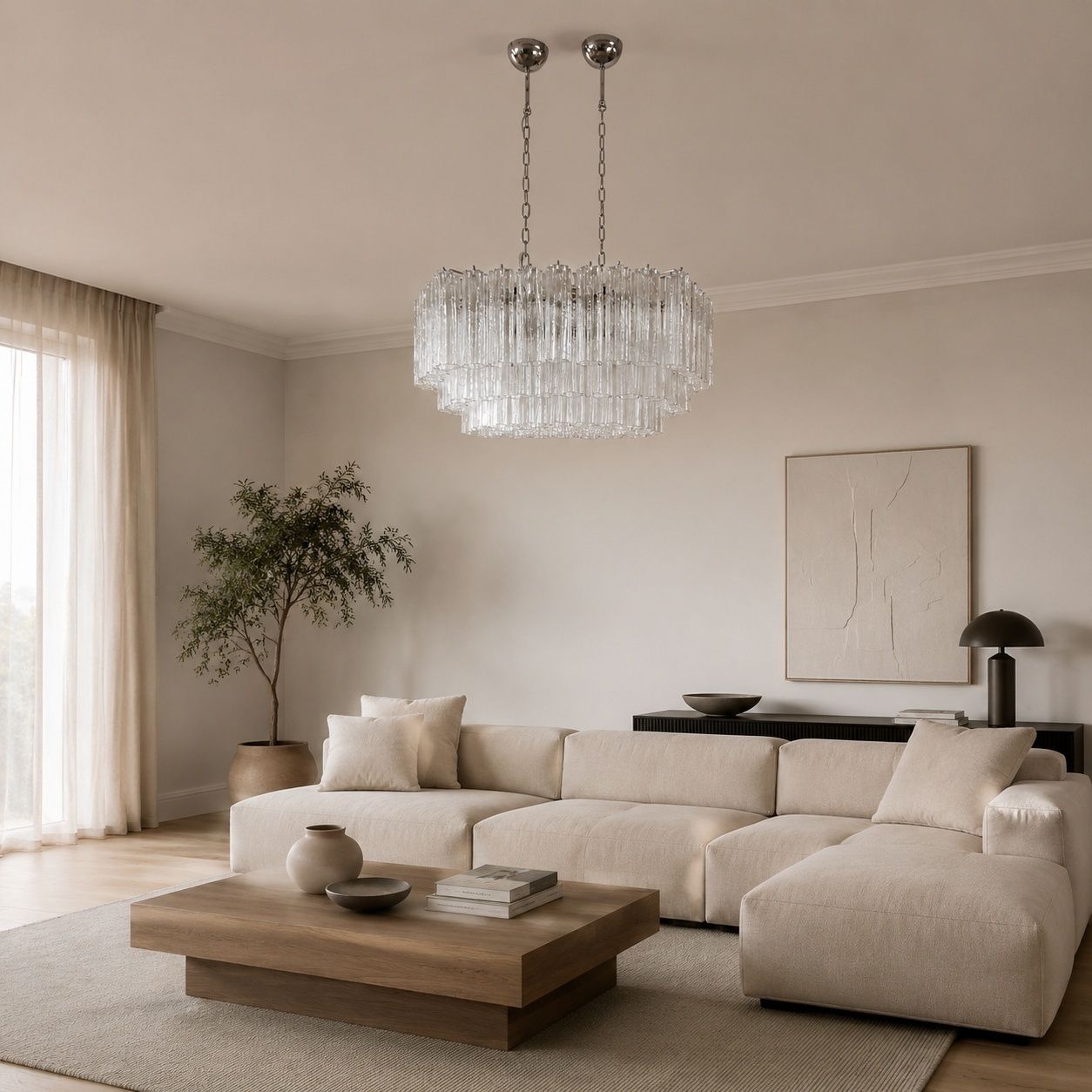 Elegant Murano Tube Chandelier   72 Clear Glasses photo furniture