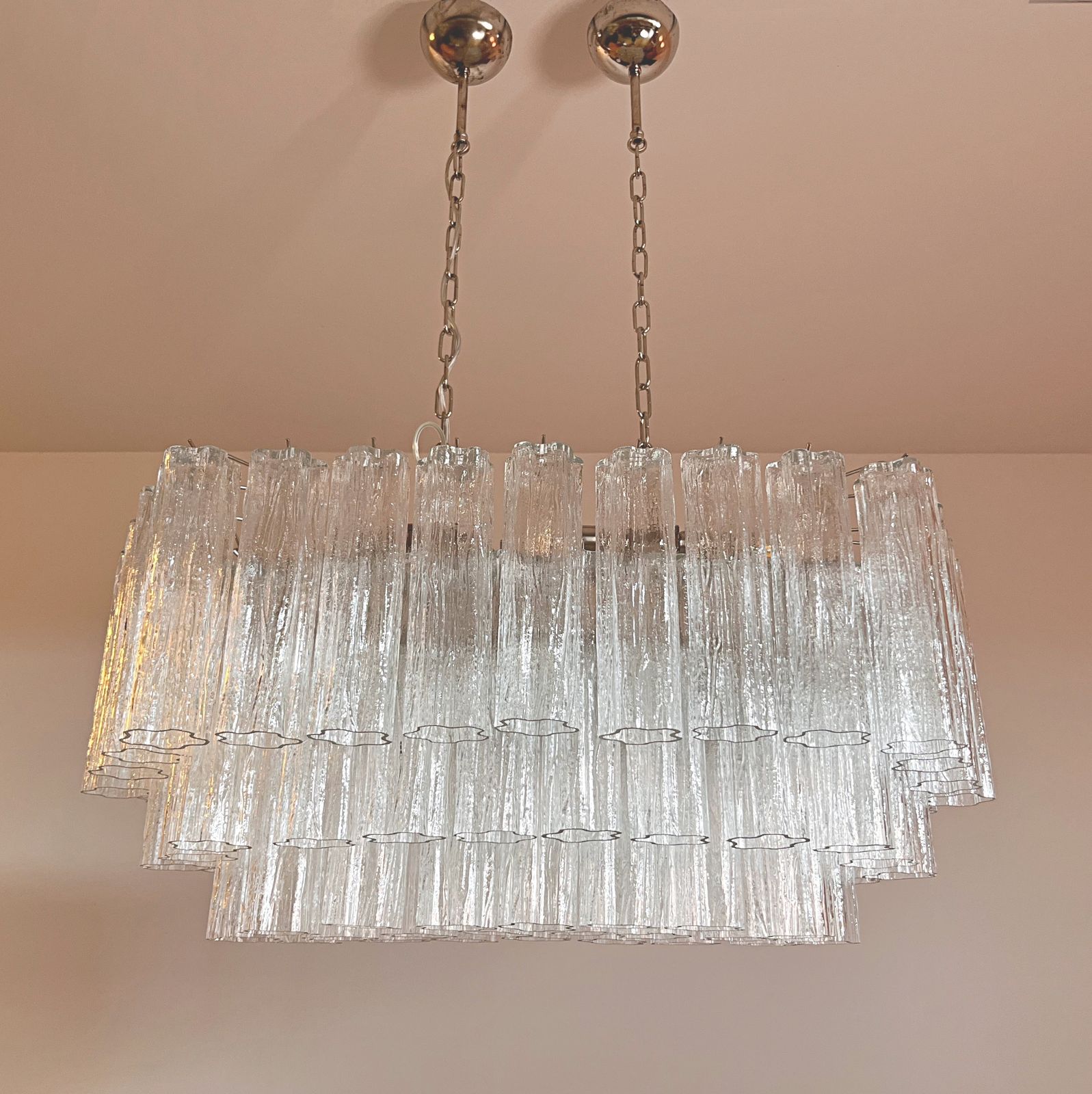 Elegant Murano Tube Chandelier   72 Clear Glasses photo Lighting