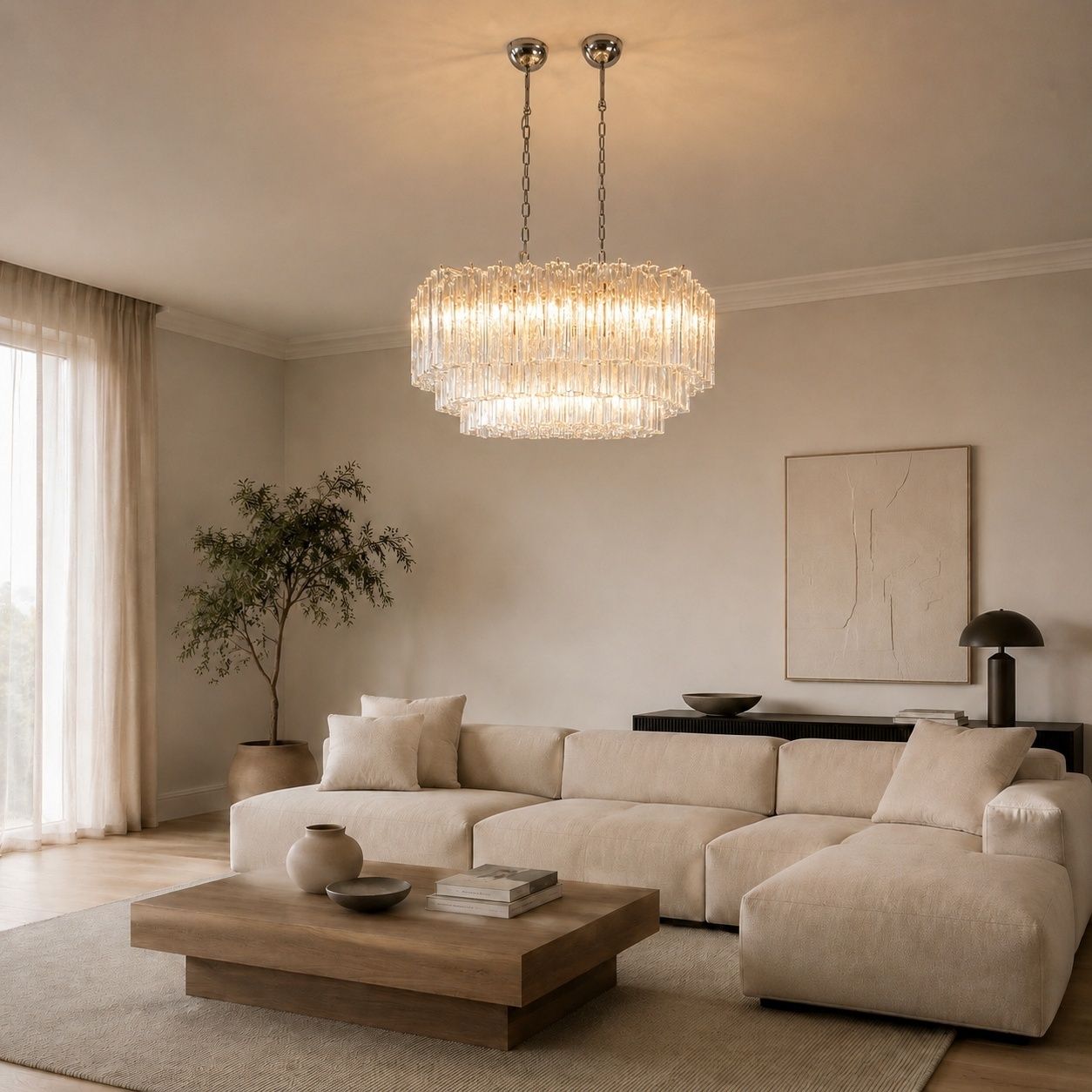 Elegant Murano Tube Chandelier   72 Clear Glasses photo vinterior